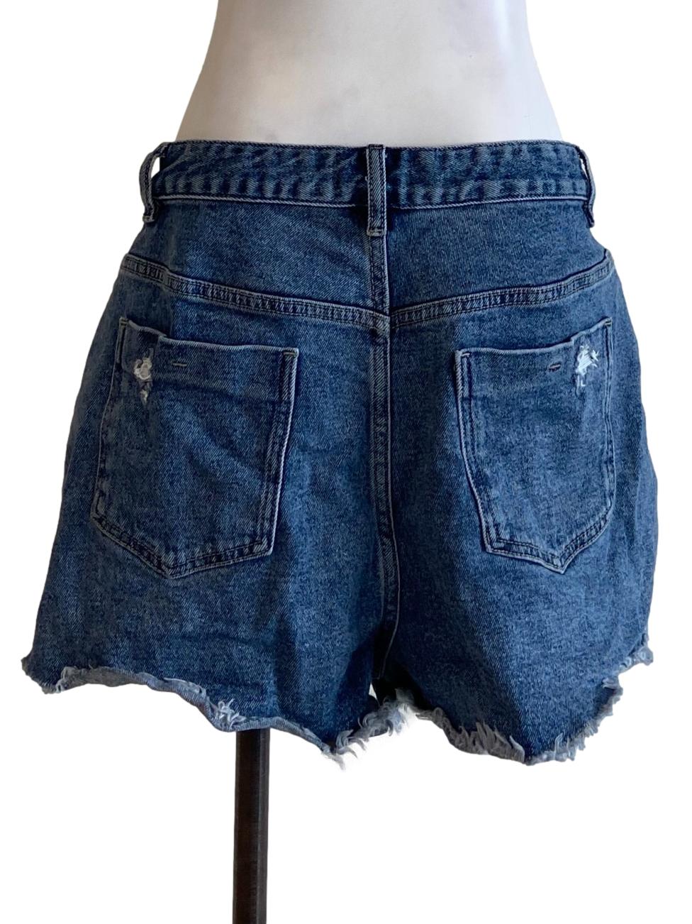 Blue Distressed Denim Shorts