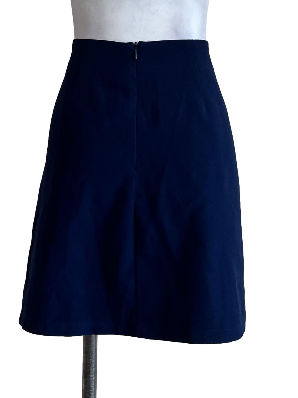 Dark Blue Plain Lined Skirt