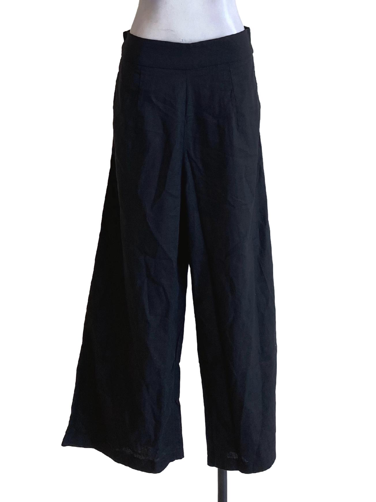 Jet Black Back Zipped High Waisted Pants