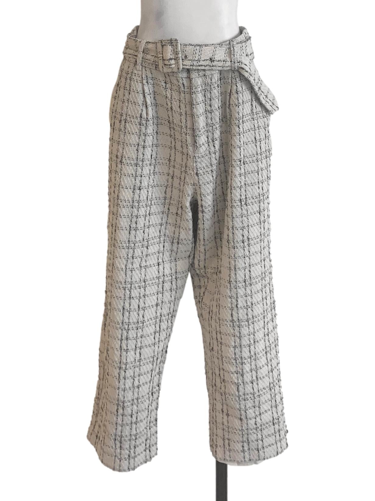 Pearl White Pattern Straight Cut Pants LB
