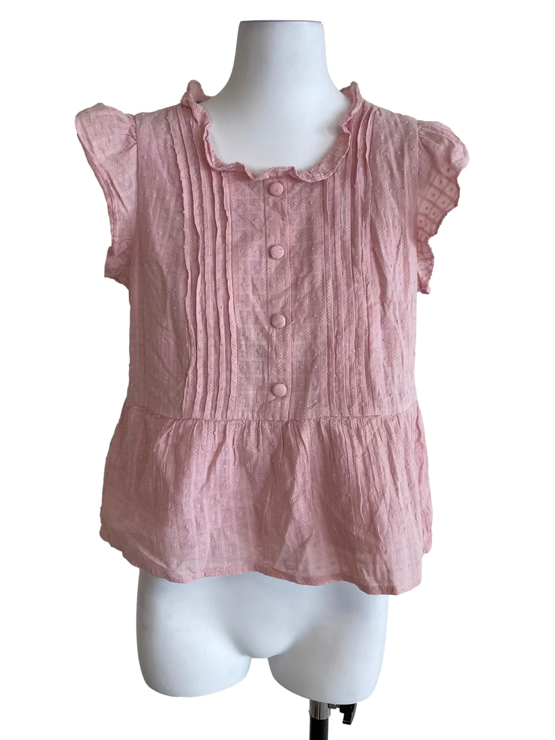 Warm Pink Lace Ruffle Top