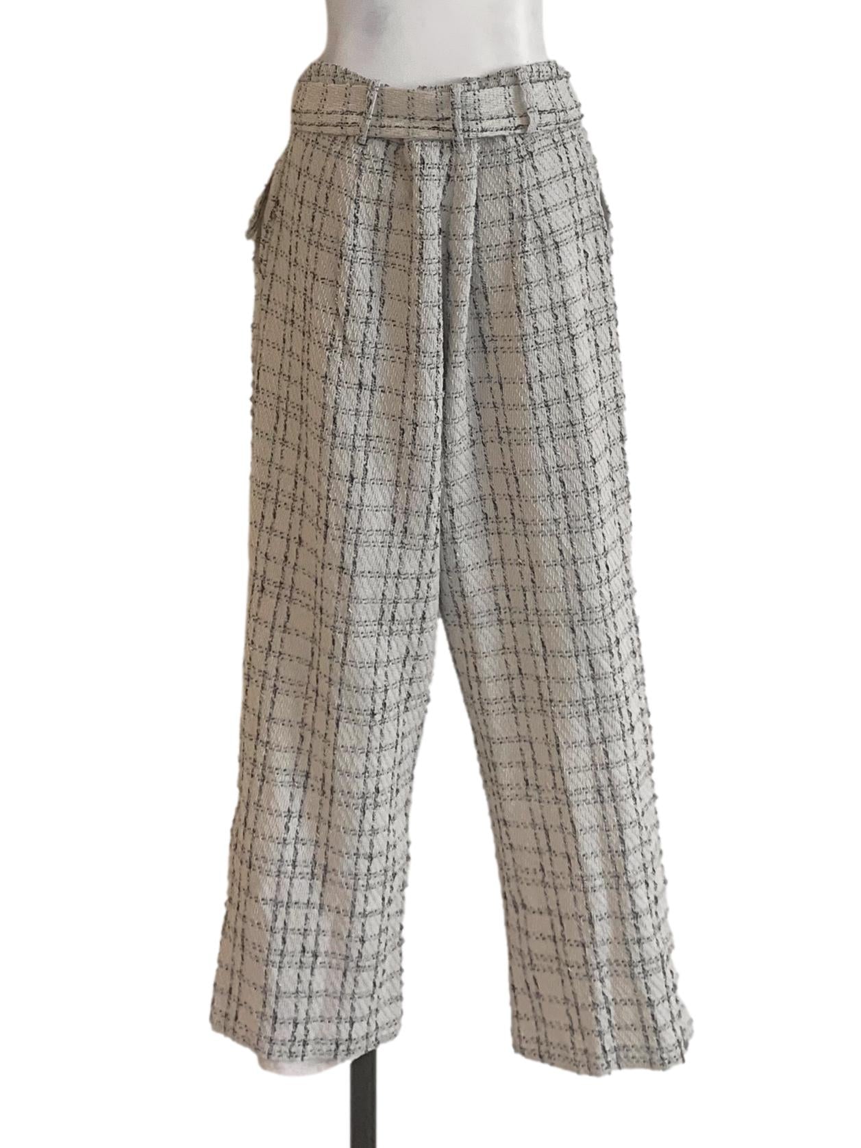 Pearl White Pattern Straight Cut Pants LB