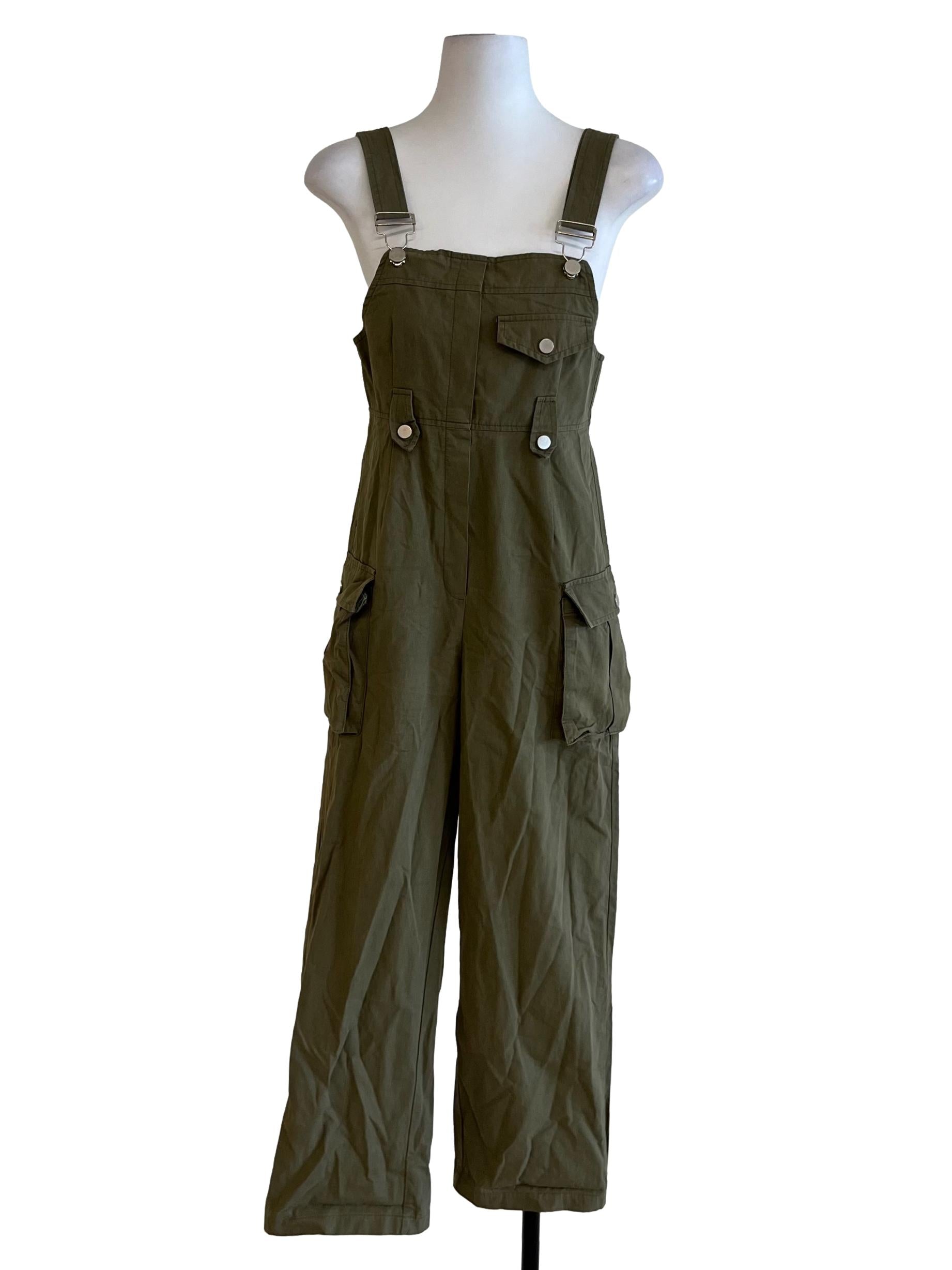 Olive Green Square Neckline Jumpsuit