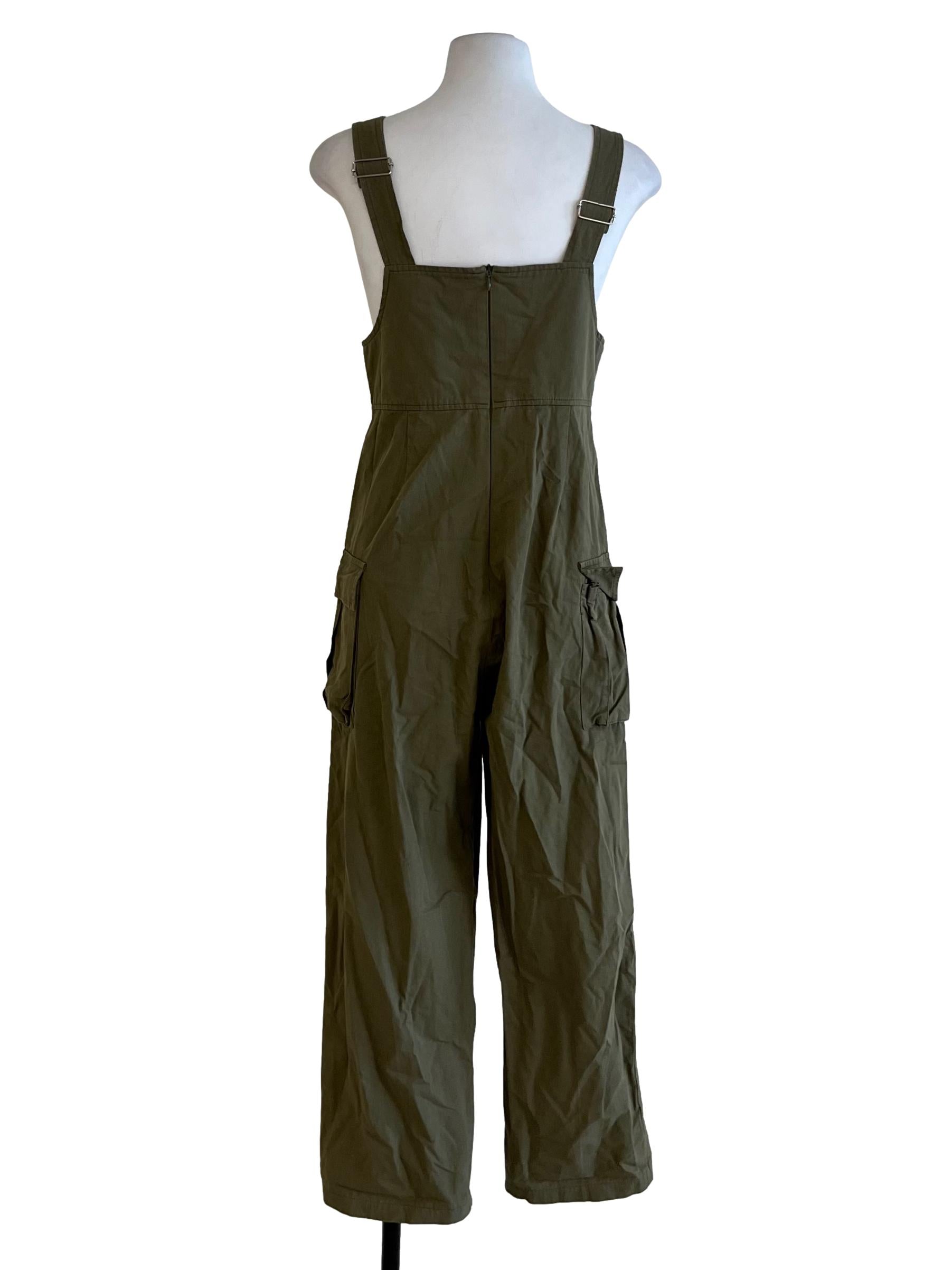 Olive Green Square Neckline Jumpsuit