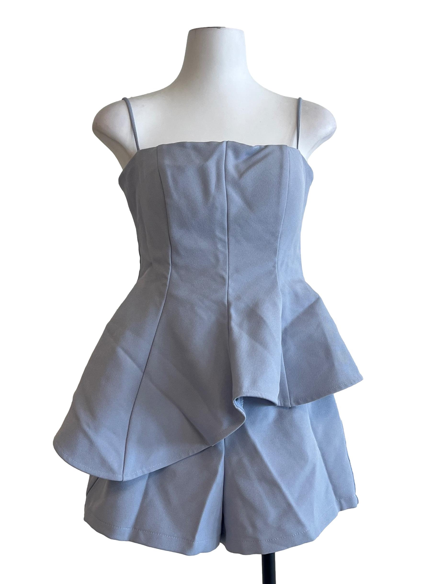 Sky Blue Spaghetti Strap Romper
