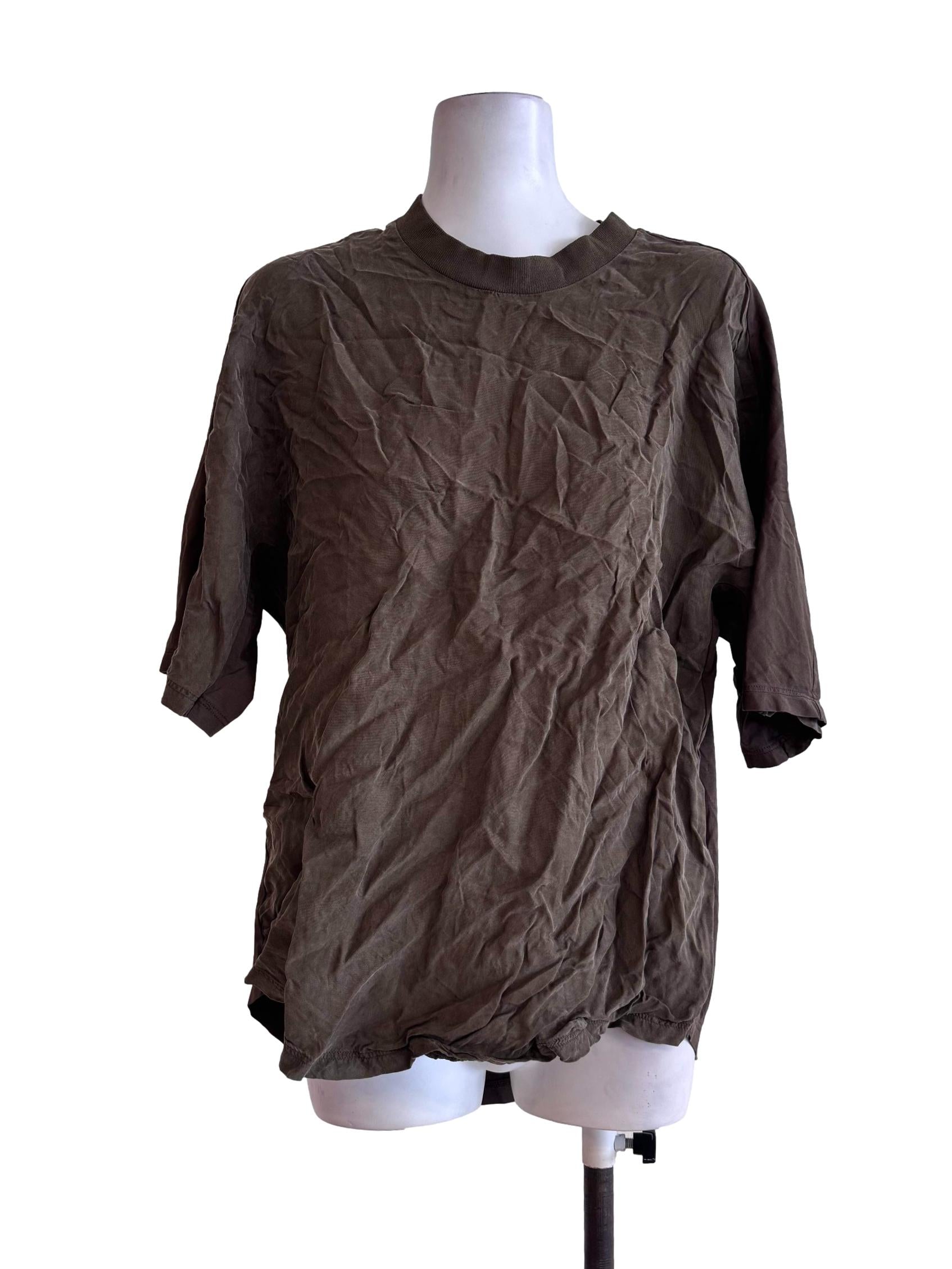 Deep Chocolate Green Oversized Crew-Neck T-Shirt