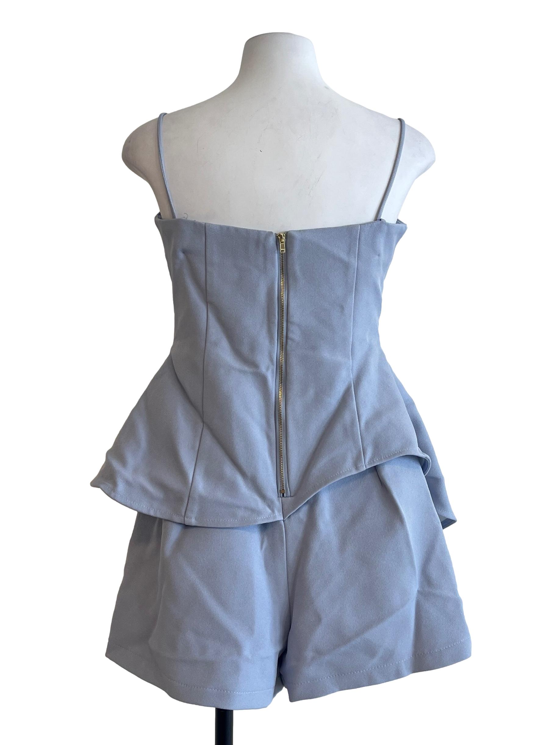 Sky Blue Spaghetti Strap Romper