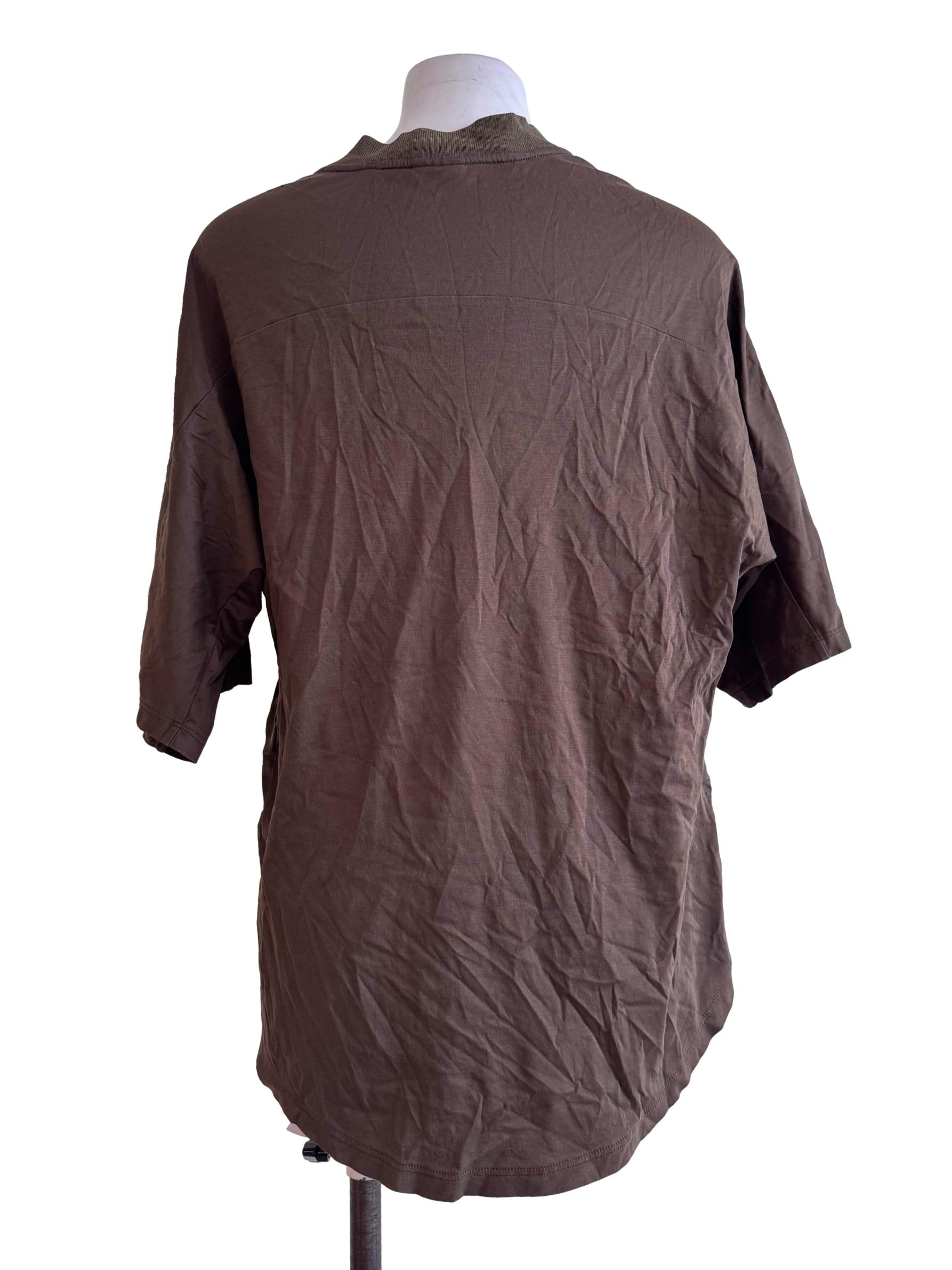 Deep Chocolate Green Oversized Crew-Neck T-Shirt