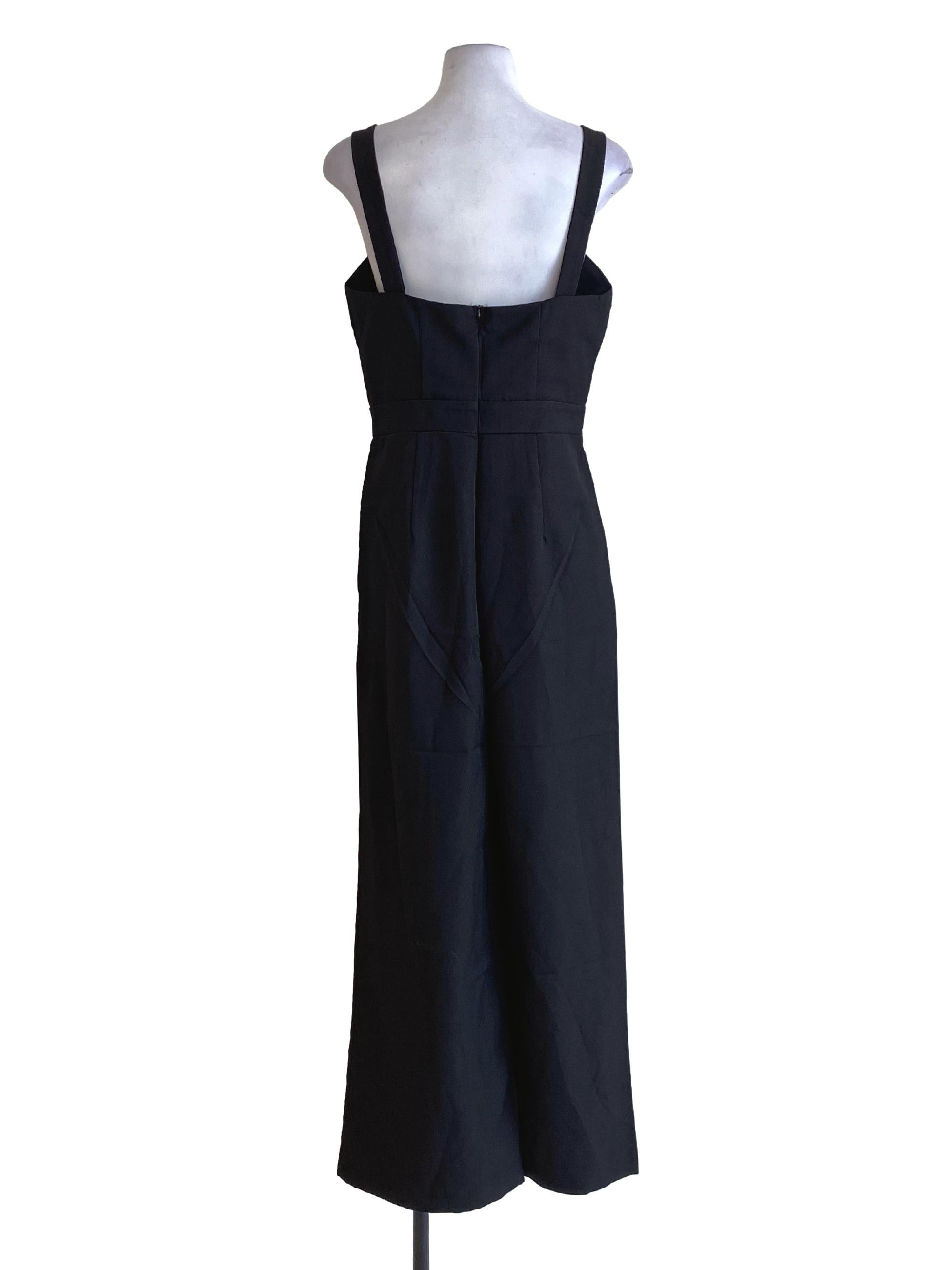 Ebony Black Plain Square Neck Jumpsuit