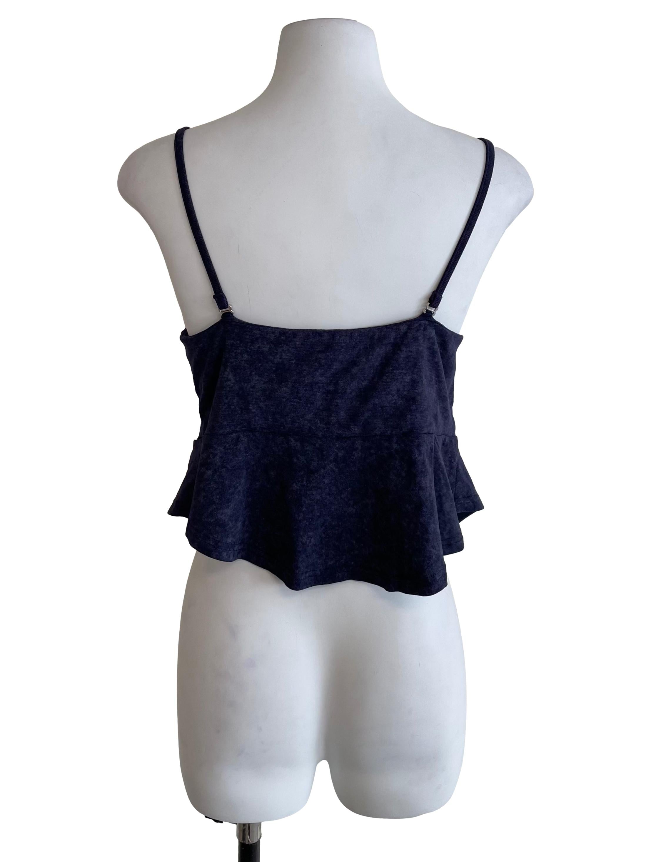 Denim Blue Ruched Peplum Camisole