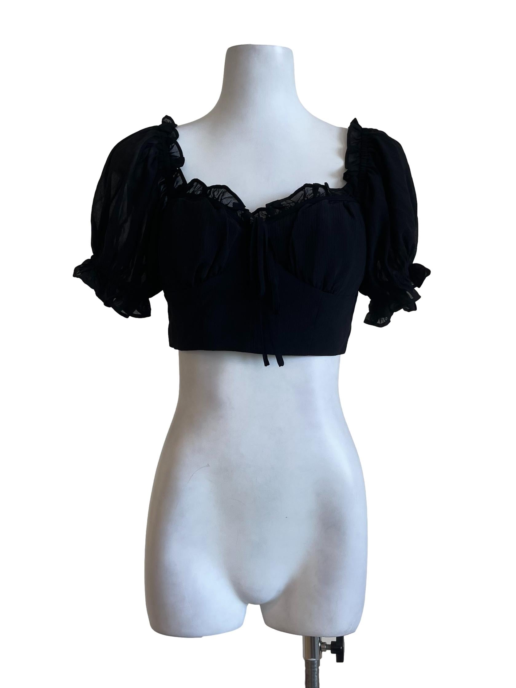 Black Textured Padded Top