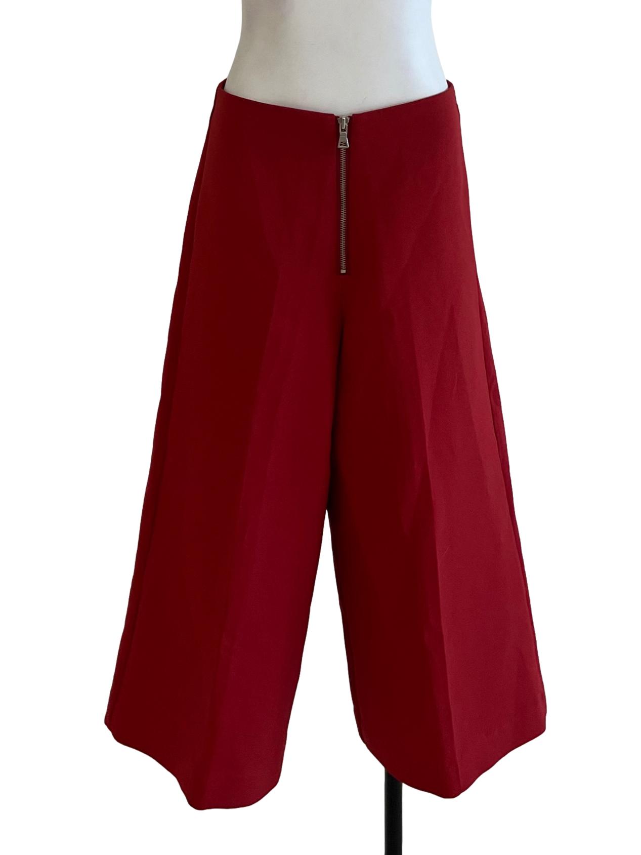 Red High Waisted Formal Pants