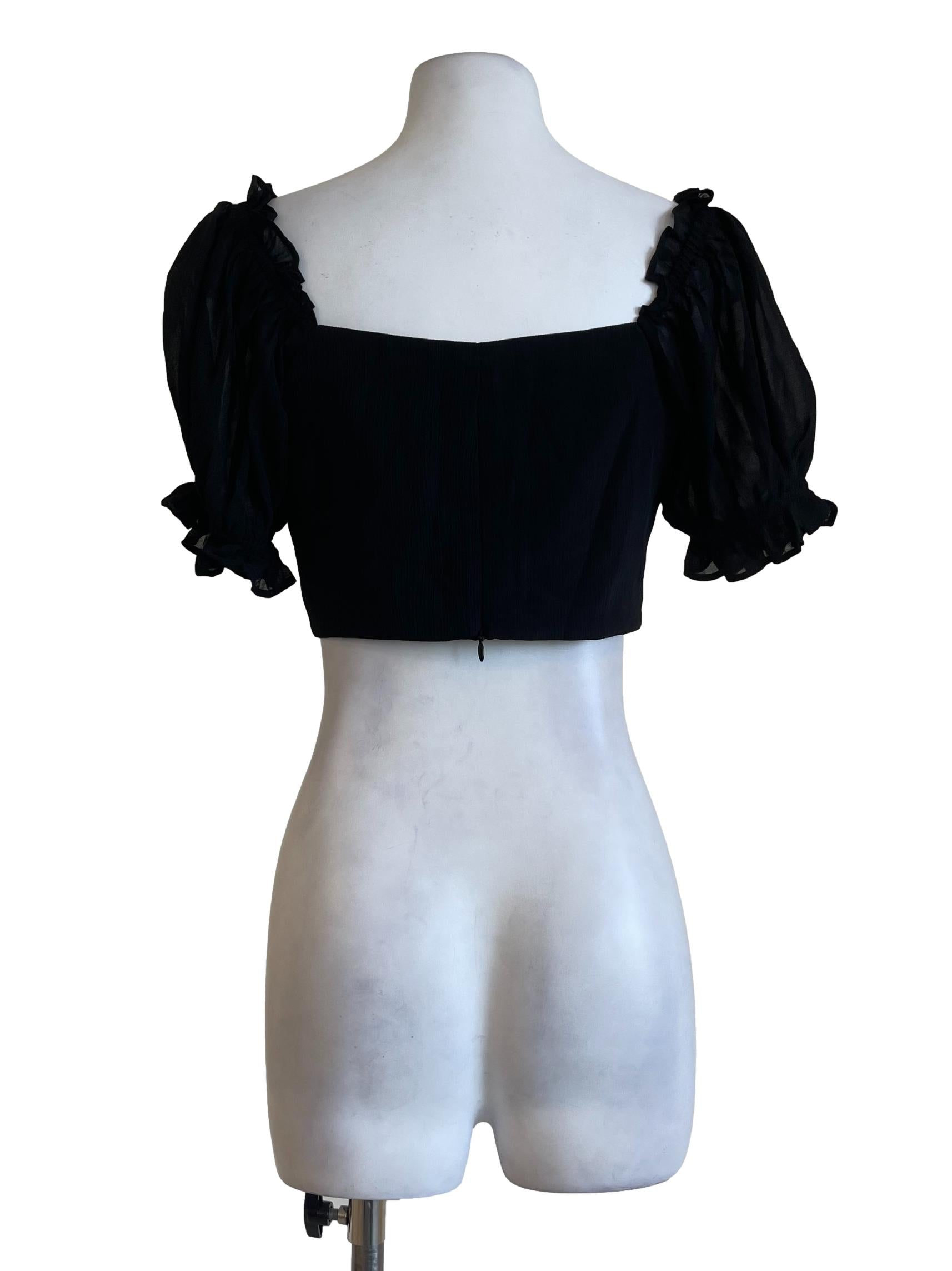 Black Textured Padded Top