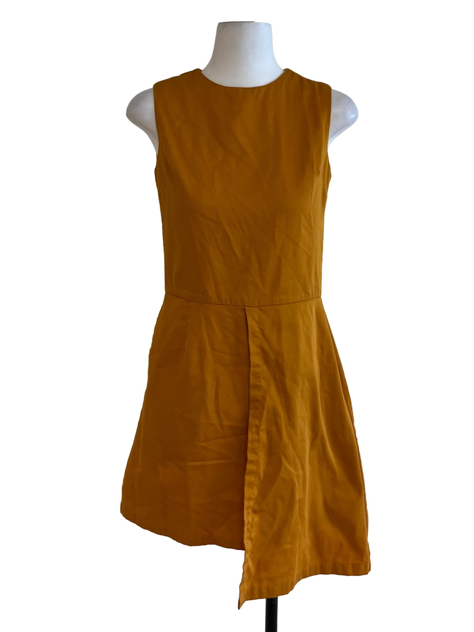 Honey Orange Jewel Neckline A-Line Dress
