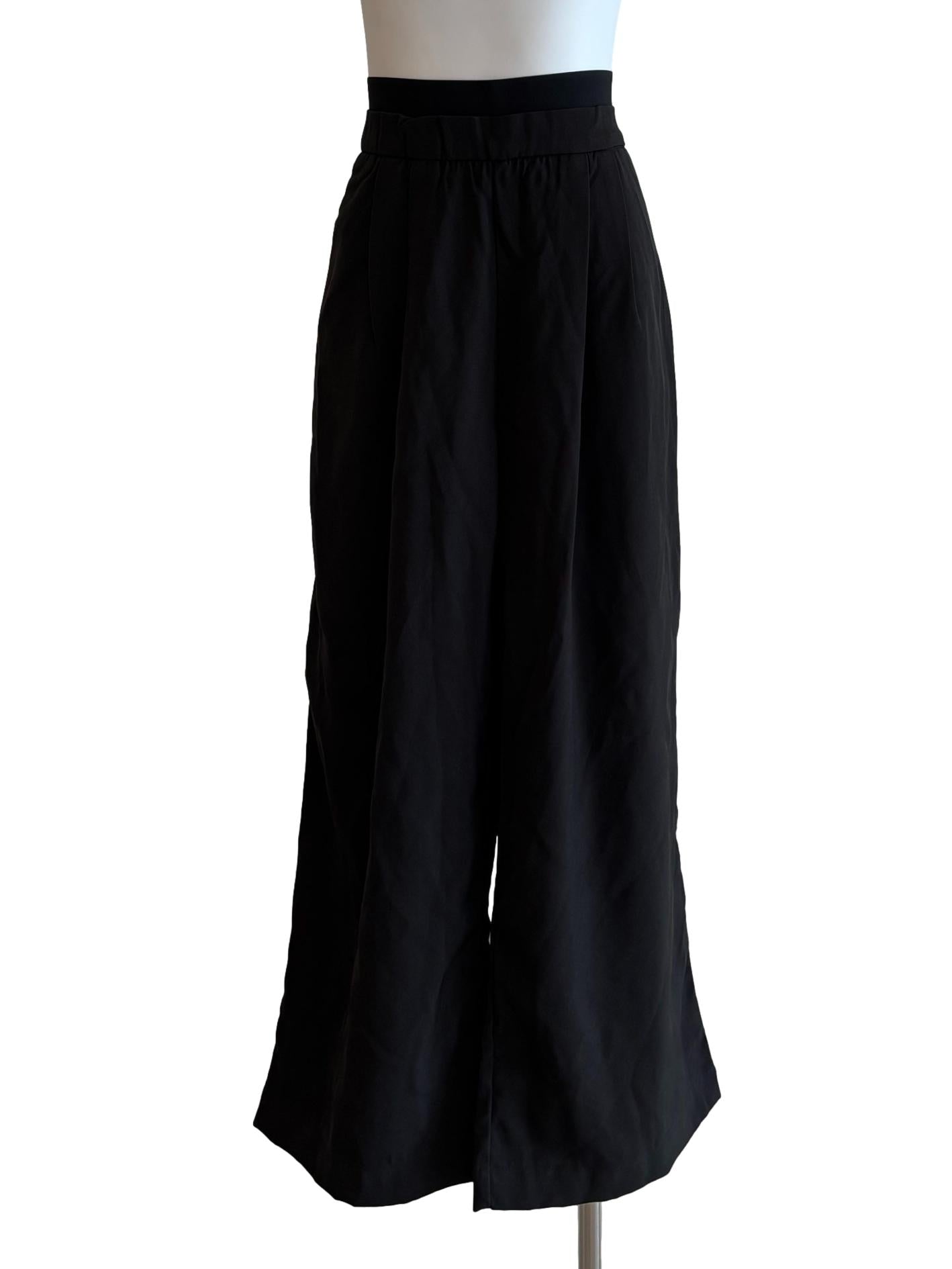 Jet Black Wide Leg Relaxed Pants