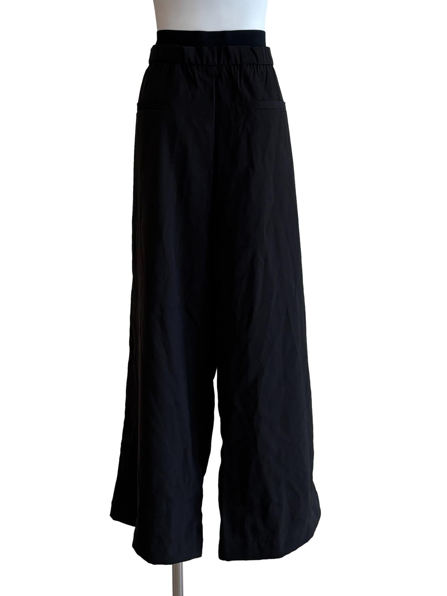 Jet Black Wide Leg Relaxed Pants