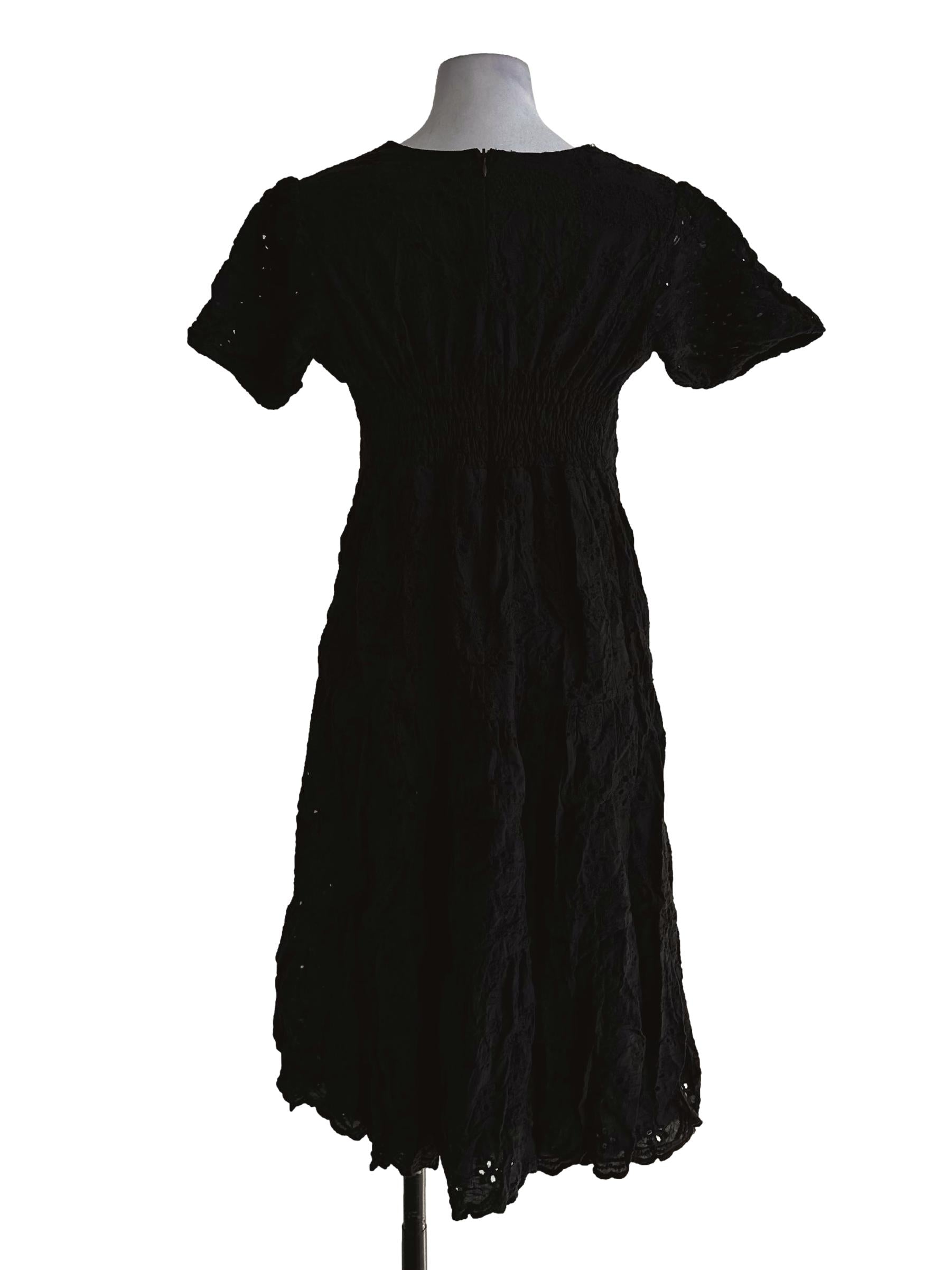 Black Embroidered Pattern Dress
