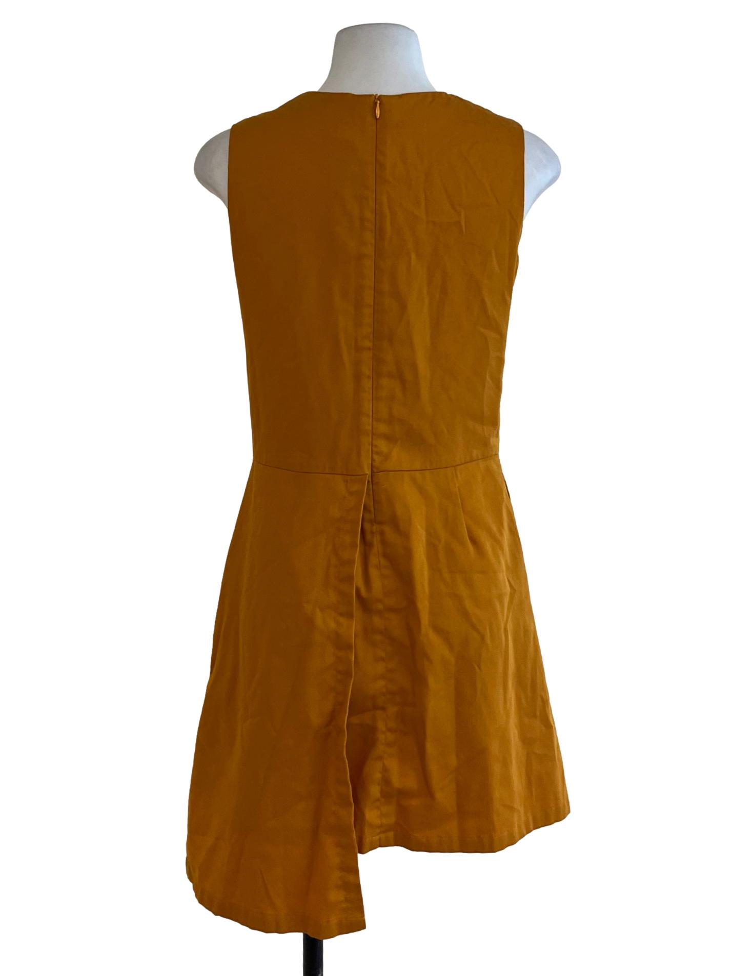 Honey Orange Jewel Neckline A-Line Dress