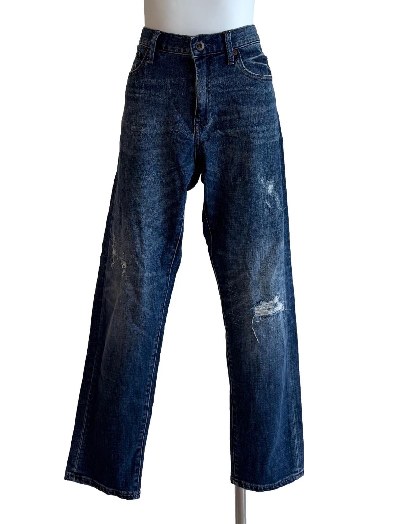 Washed Blue Denim Ripped Jeans