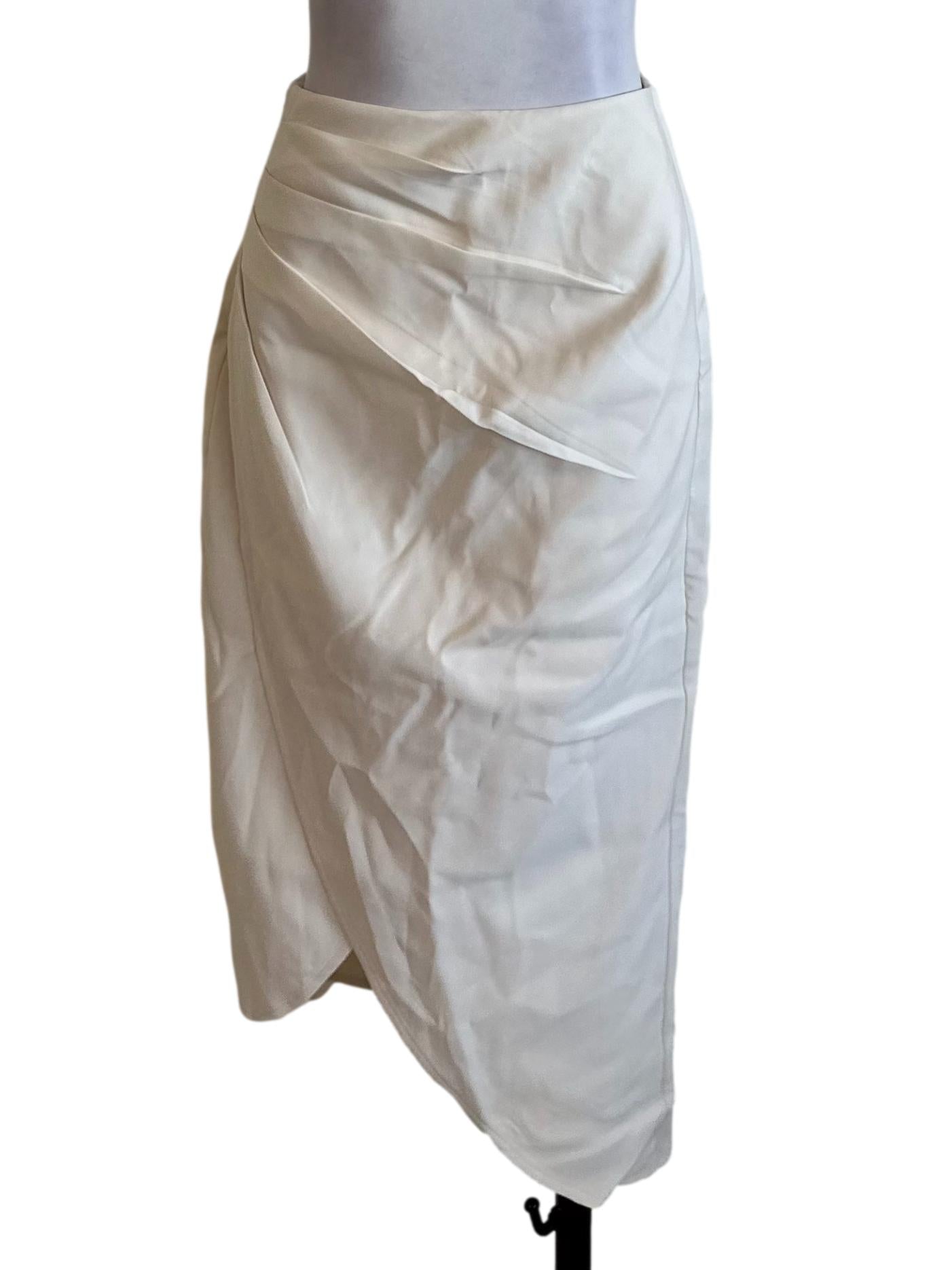 Cream White Asymmetric Sarong Skirt