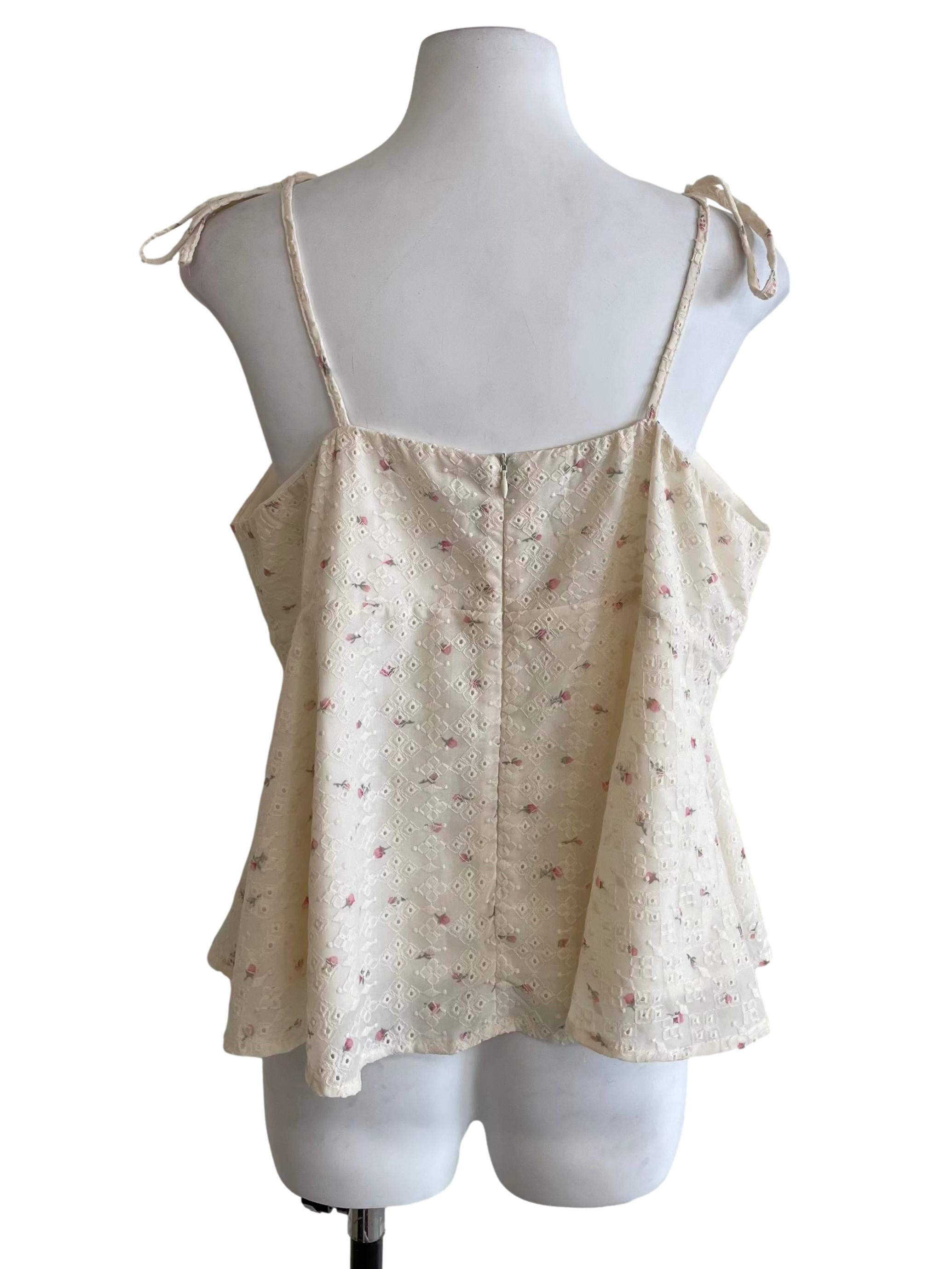 Cream White Coquette Tie Straps Camisole