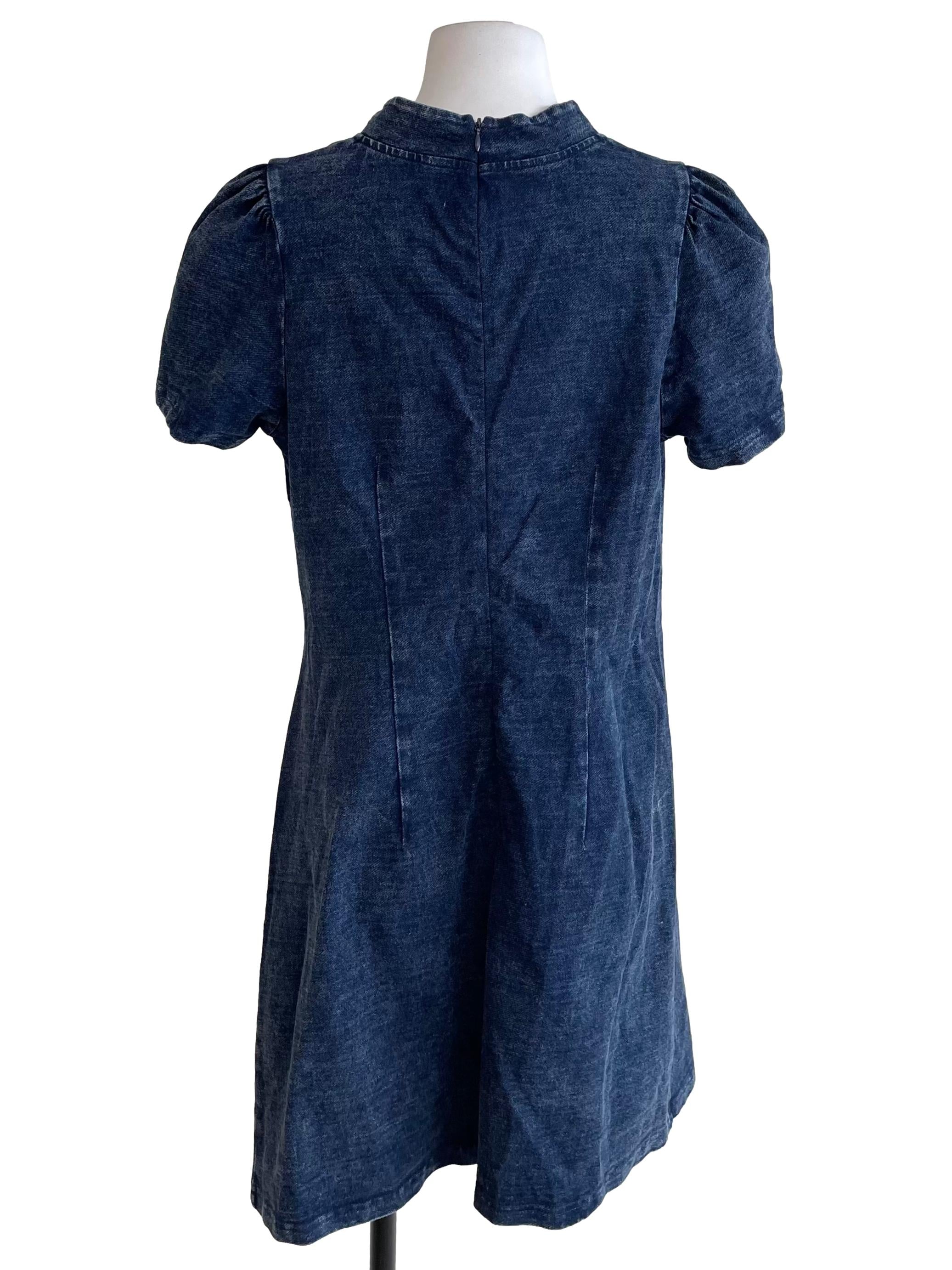 Navy Thin Denim Cheongsam Dress