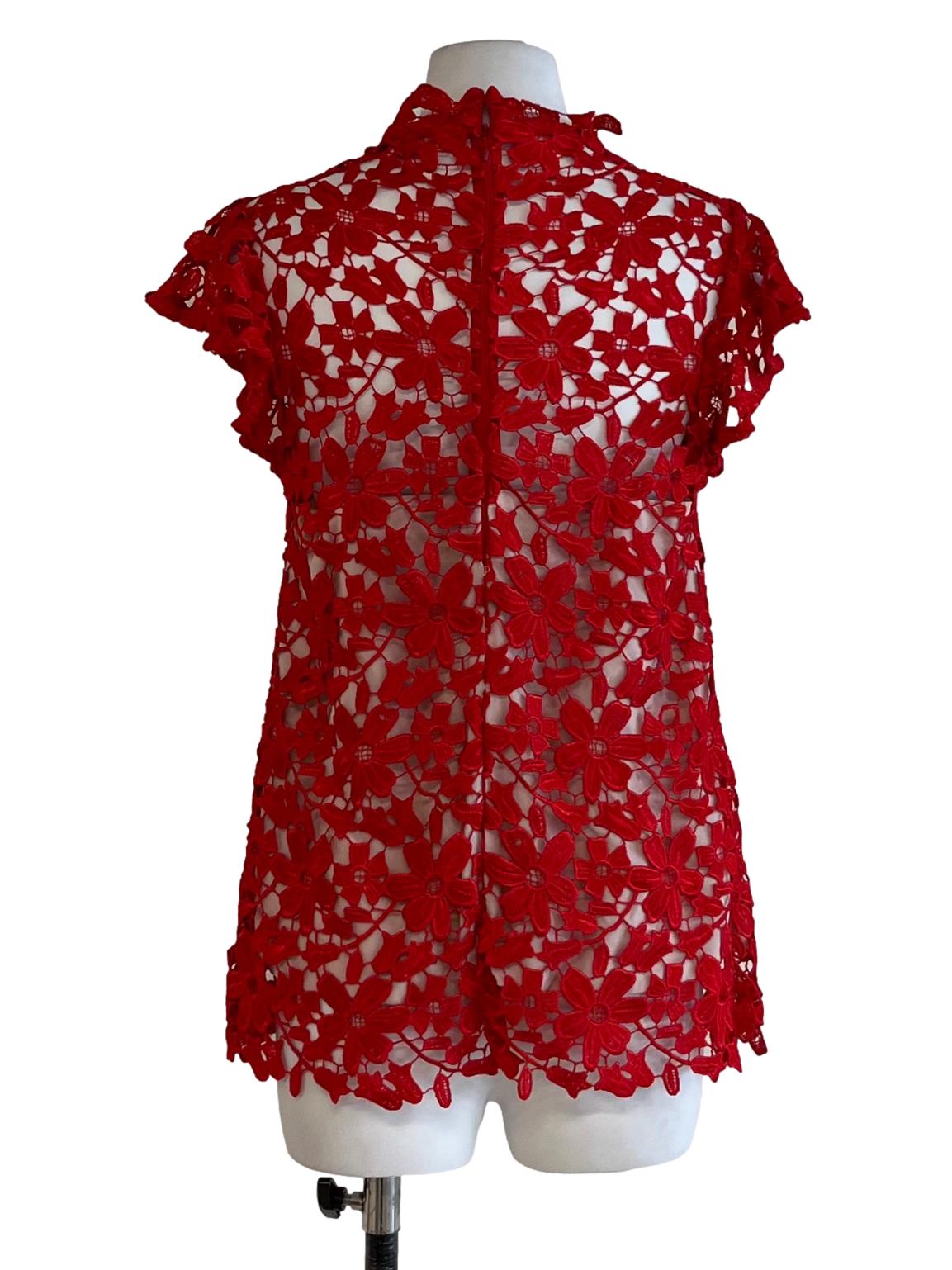 Candy Red Lace Blouse