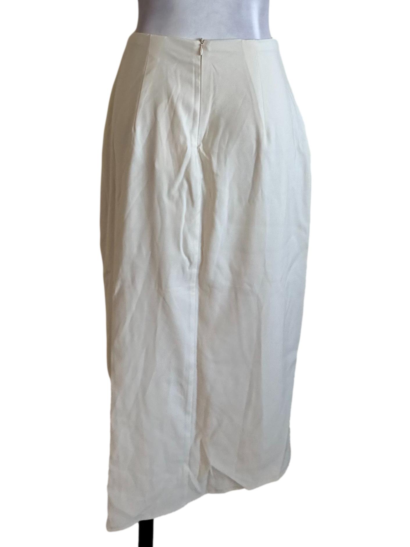 Cream White Asymmetric Sarong Skirt