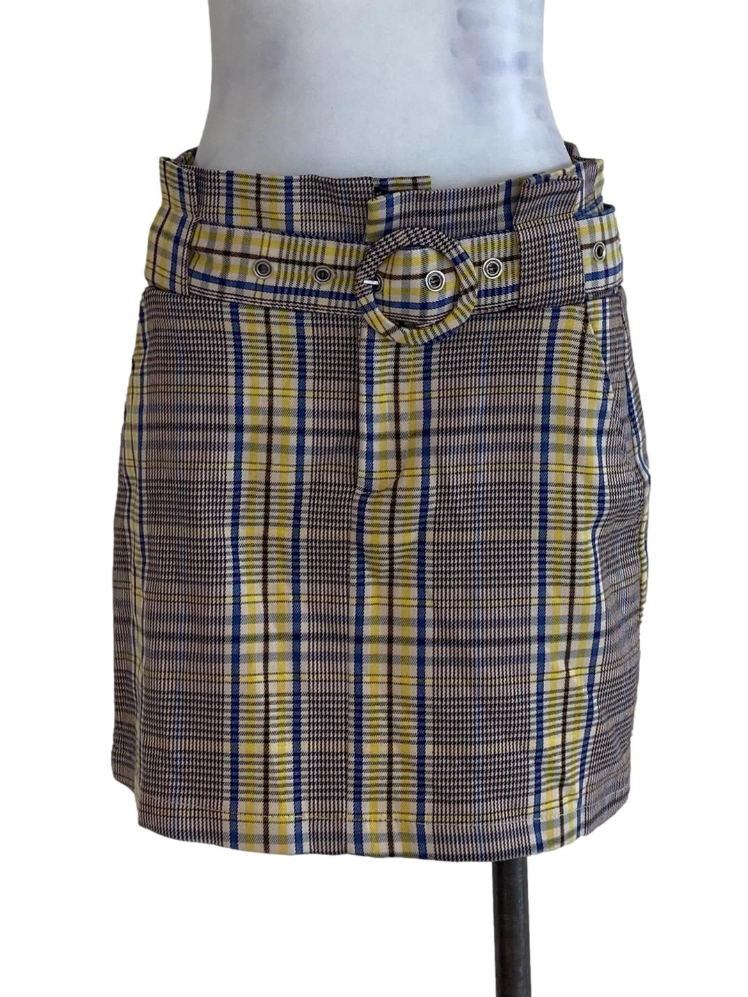 Brown Yellow Tartan Skirt