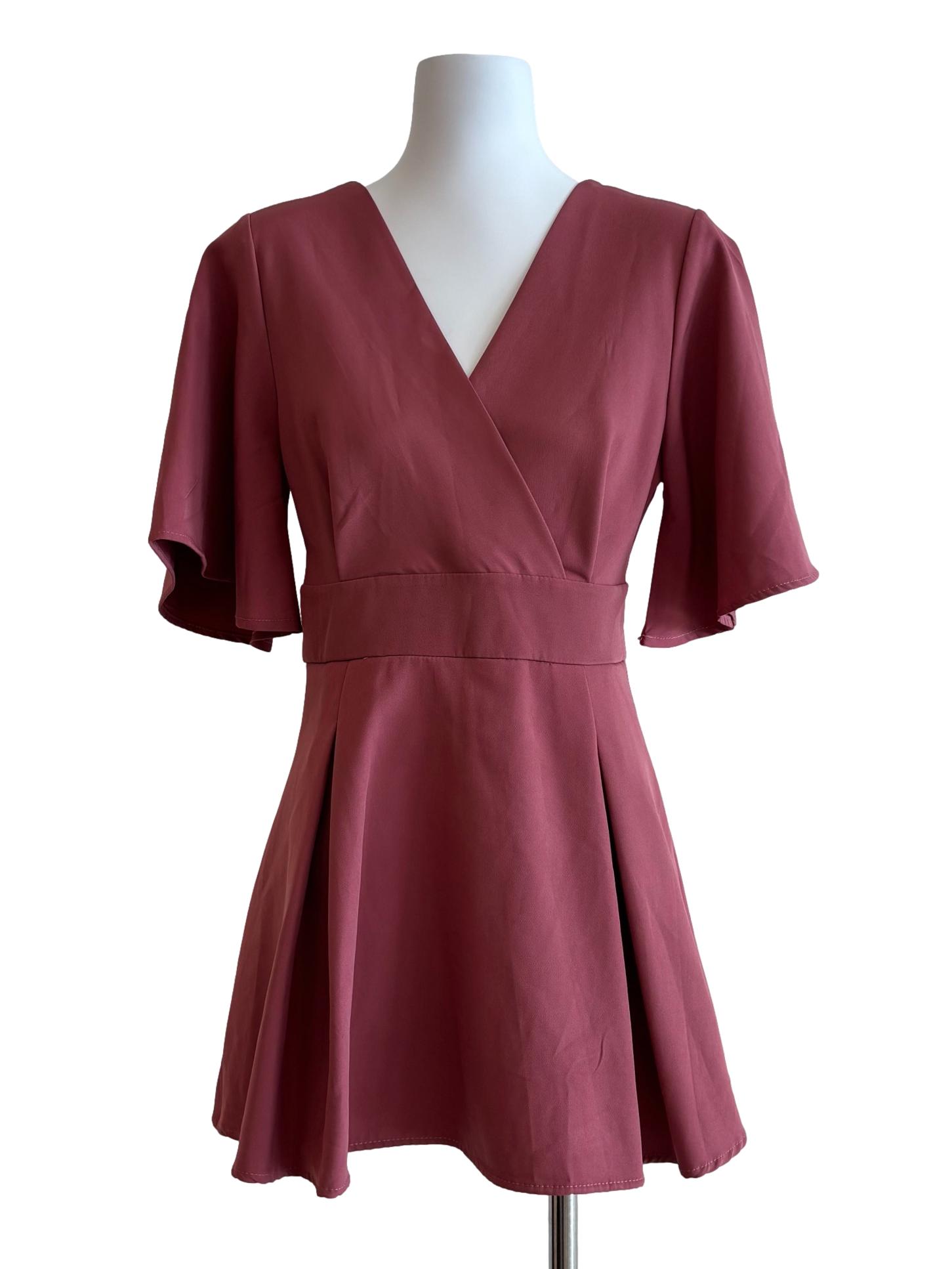 Terracotta Pink Surplice Dress