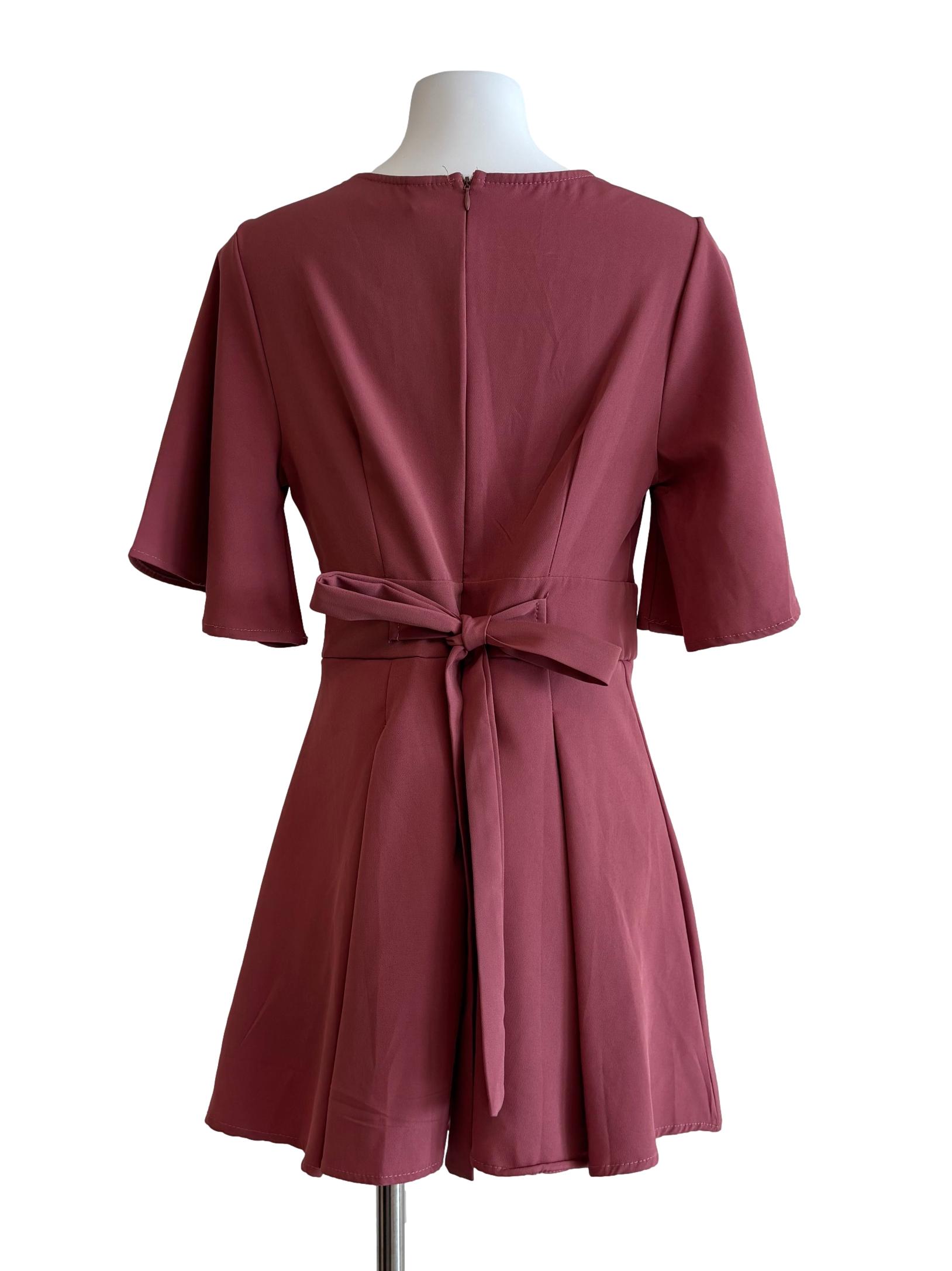 Terracotta Pink Surplice Dress