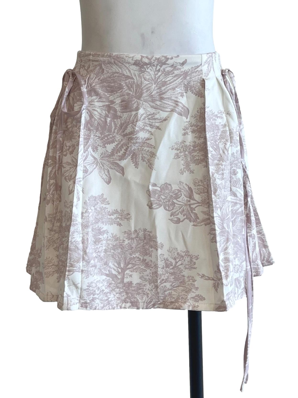 Pearl White Floral Printed A-Line Skirt