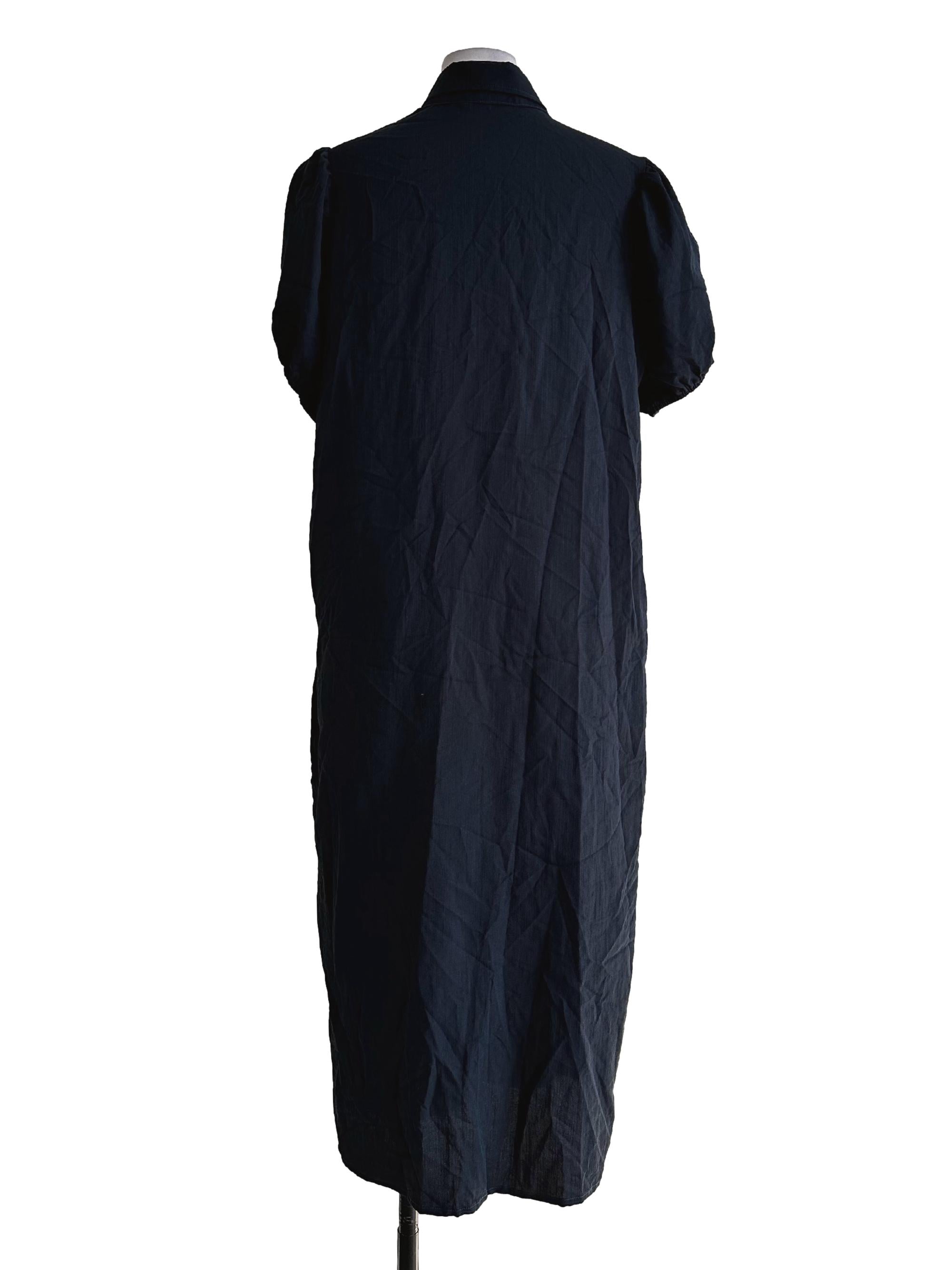 Blue Black Collar Shirt Dress
