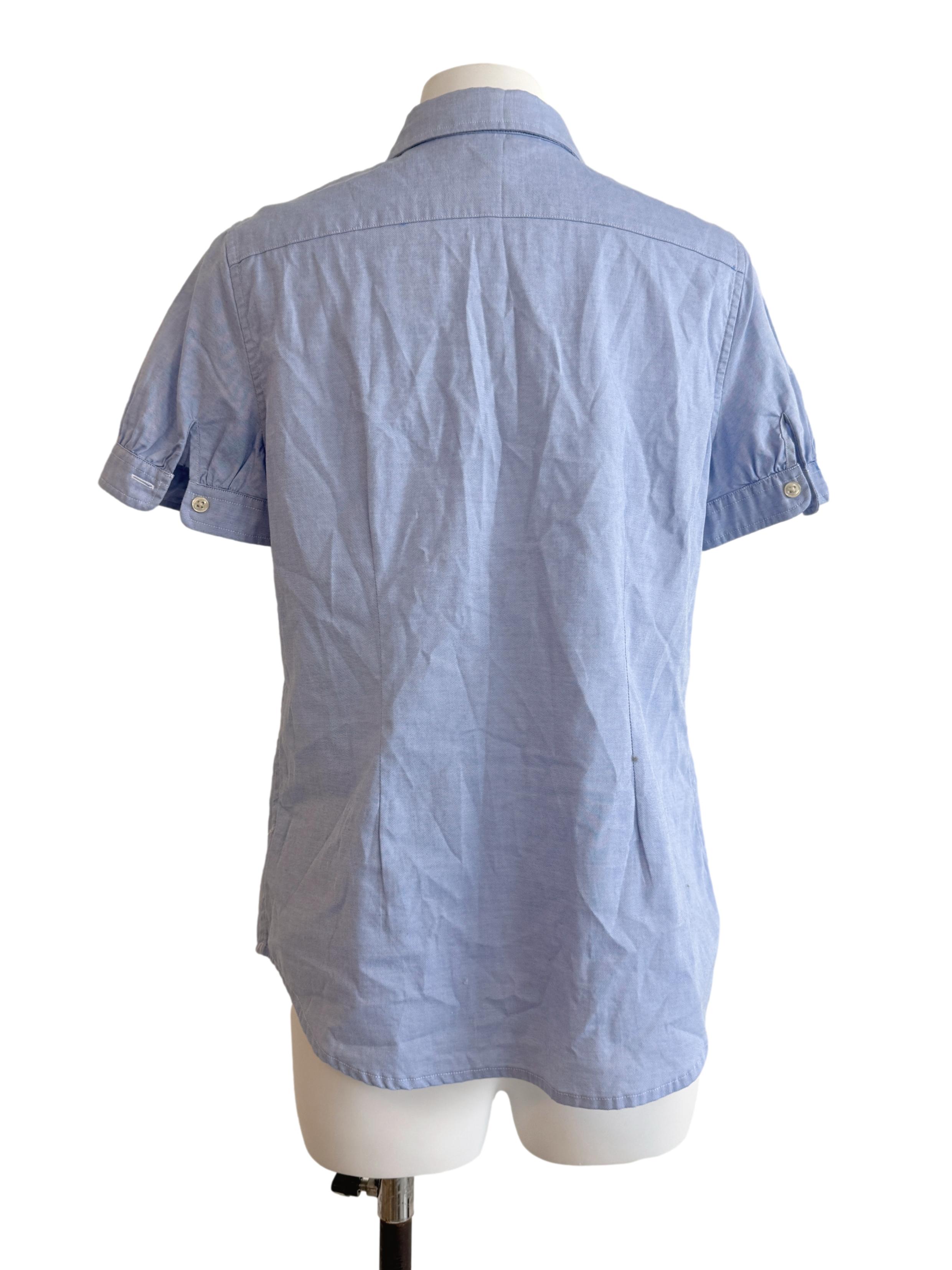 Light Blue Short Sleeves Collared Shirt