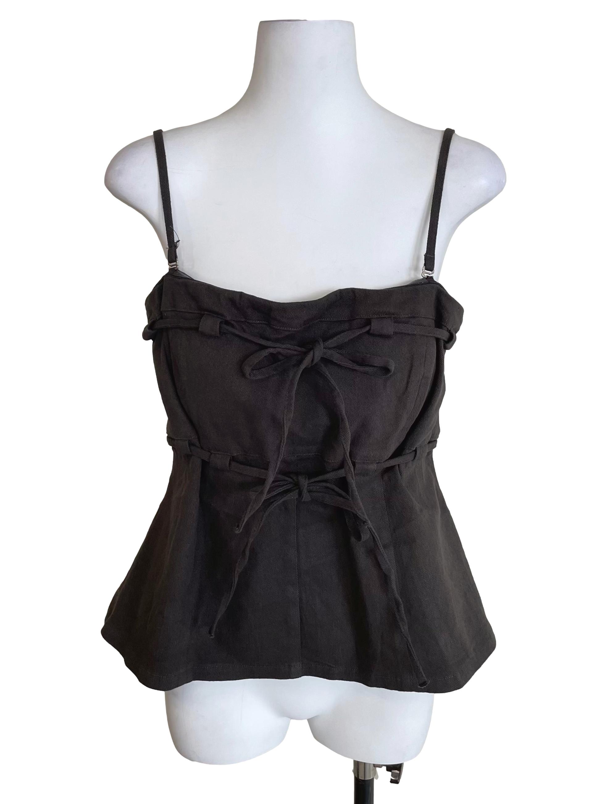 Ash Grey Denim Front Knots Camisole
