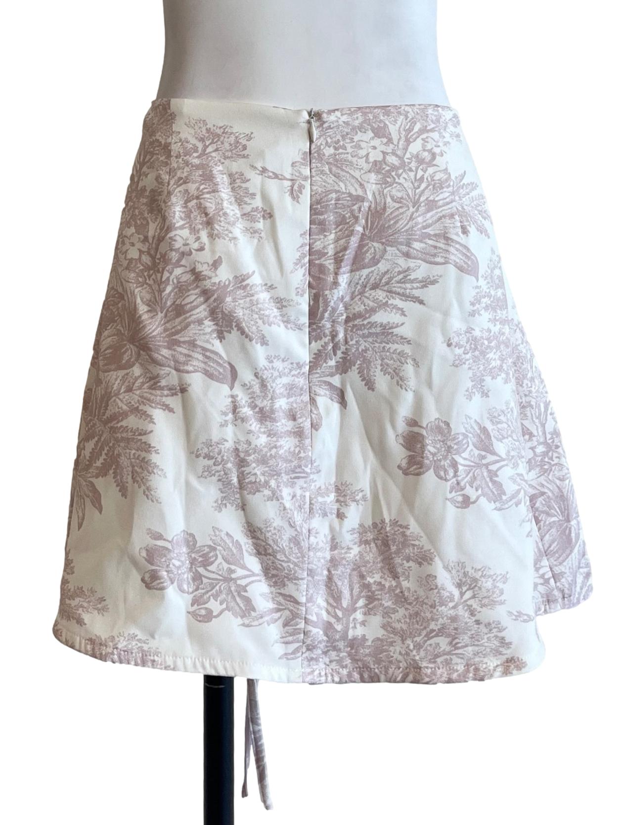 Pearl White Floral Printed A-Line Skirt