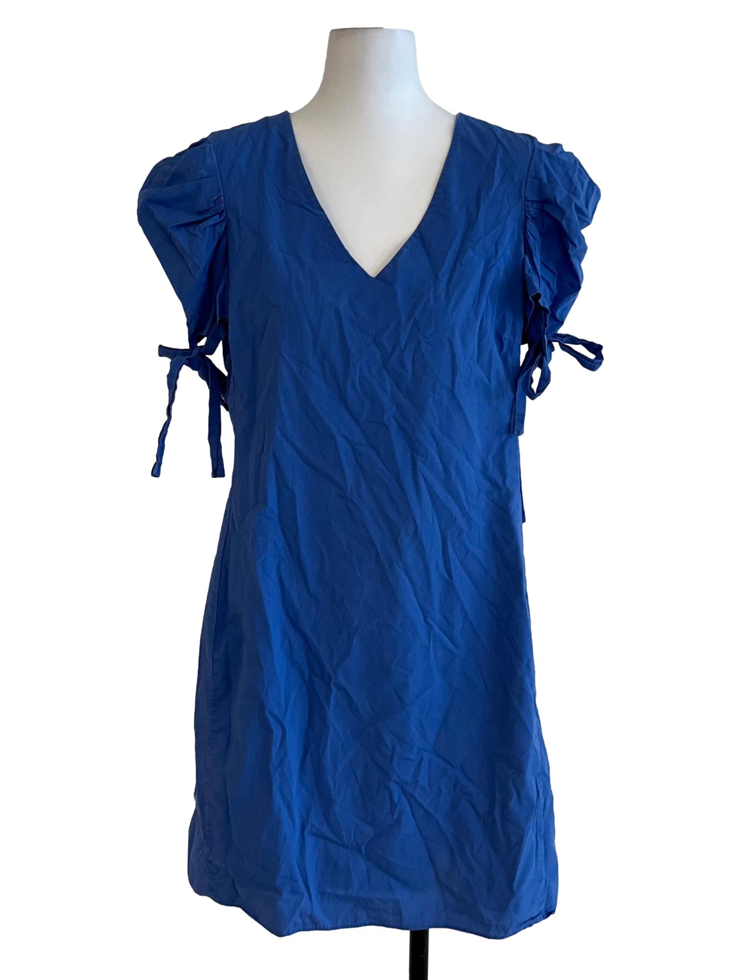 Blue V-Neck Empire Dress