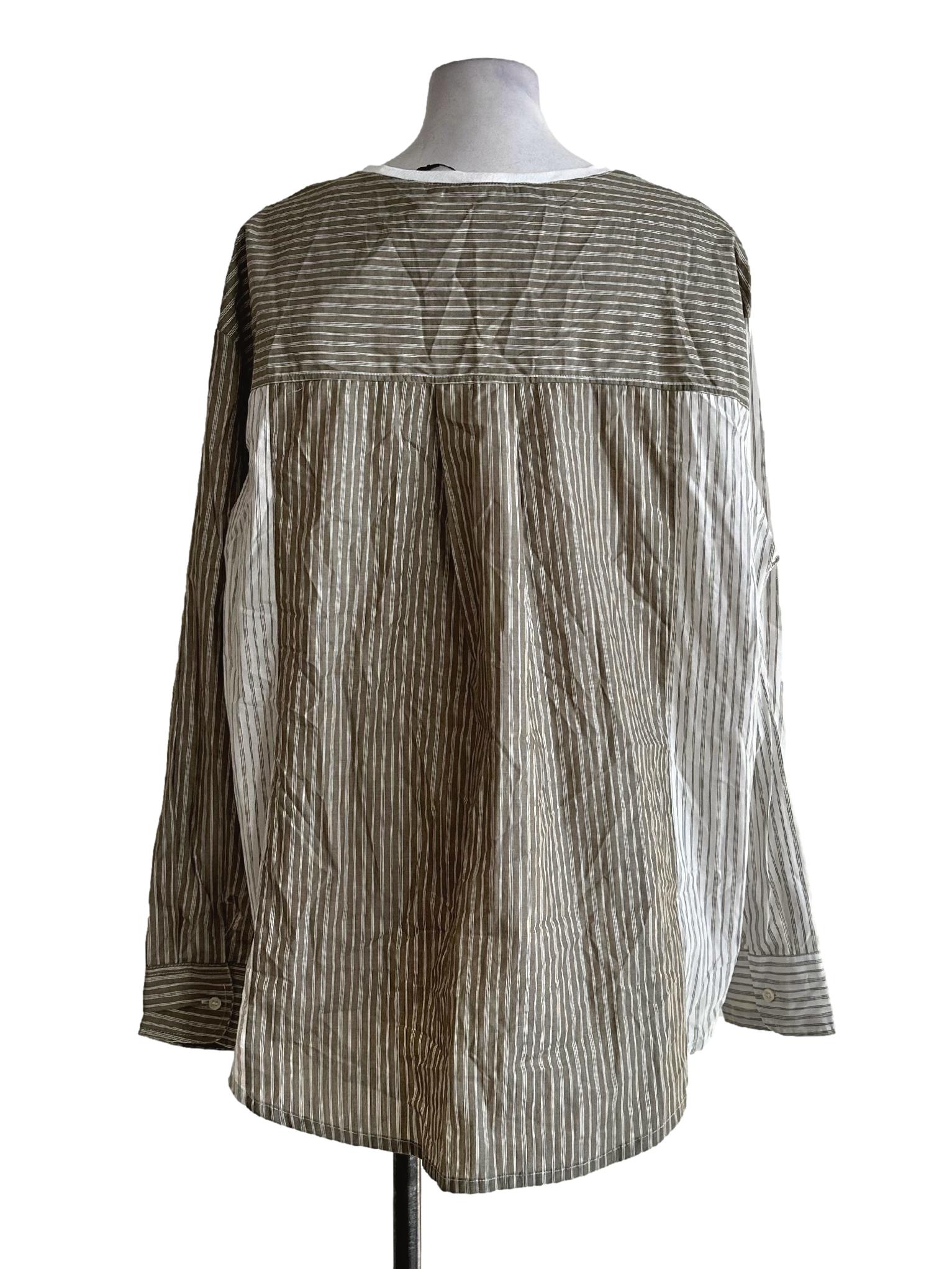 White Green Stripes Tops