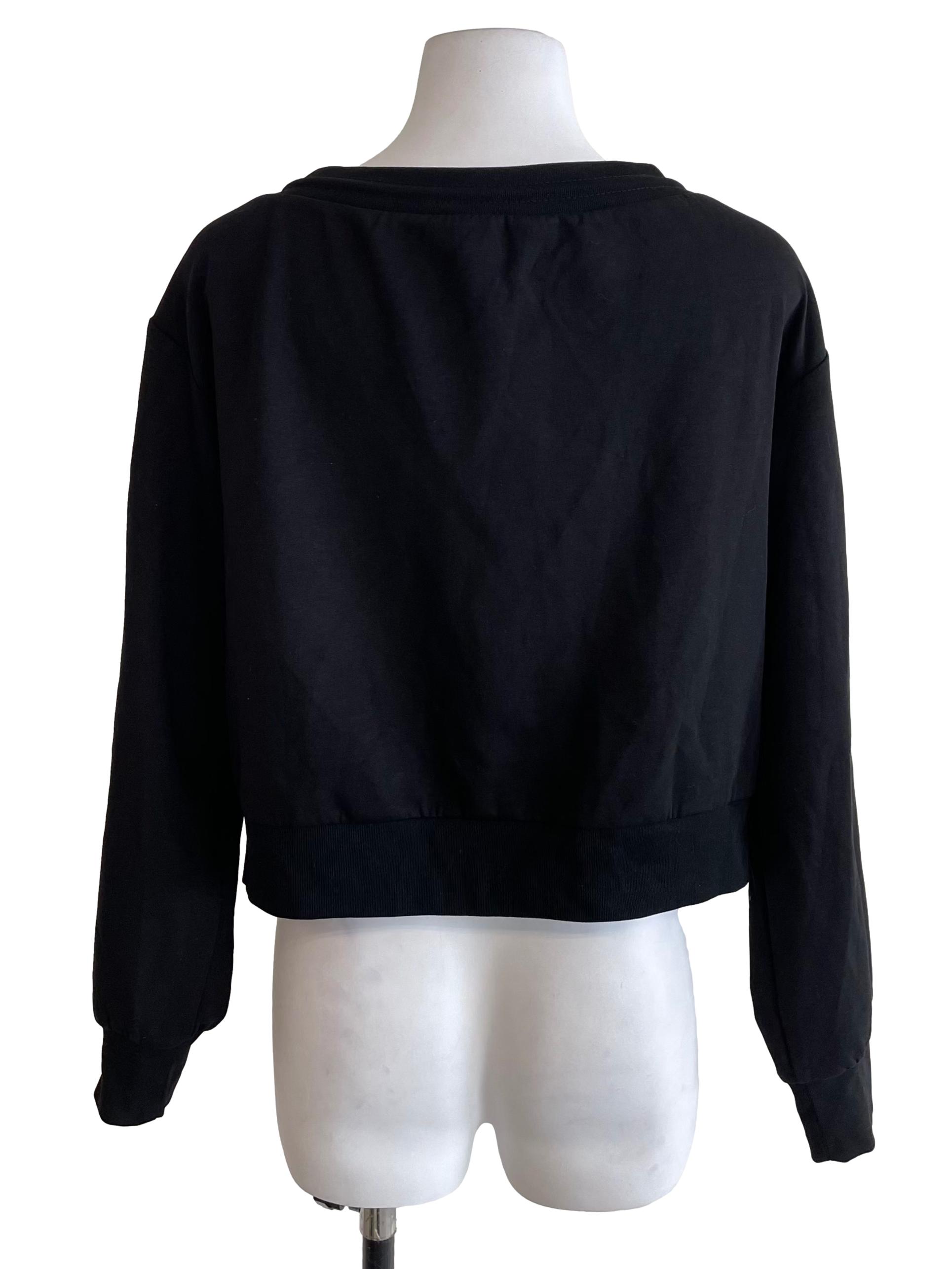 Black Wide Neck Zip Up Jacket