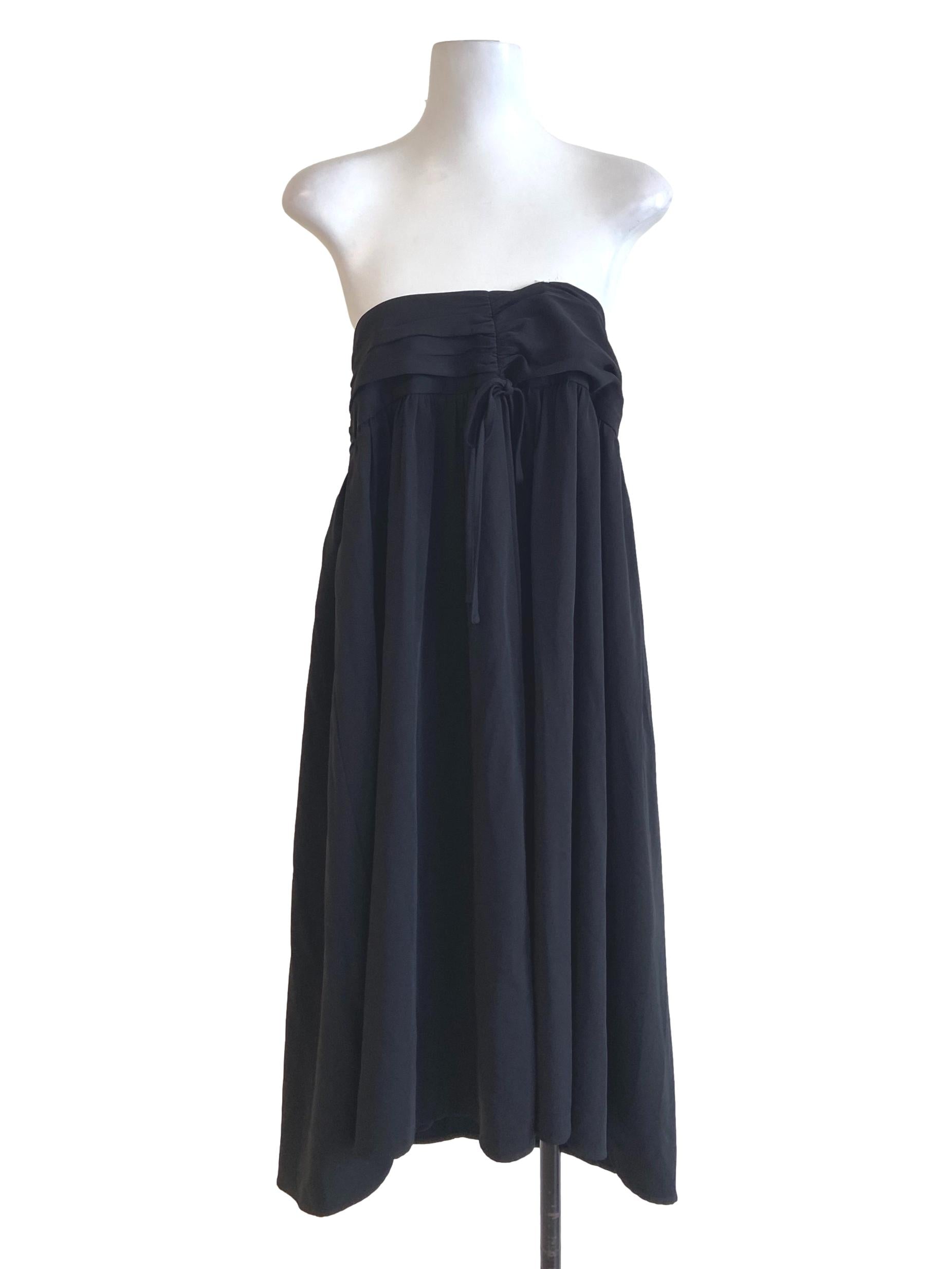Black Strapless Twill Dress
