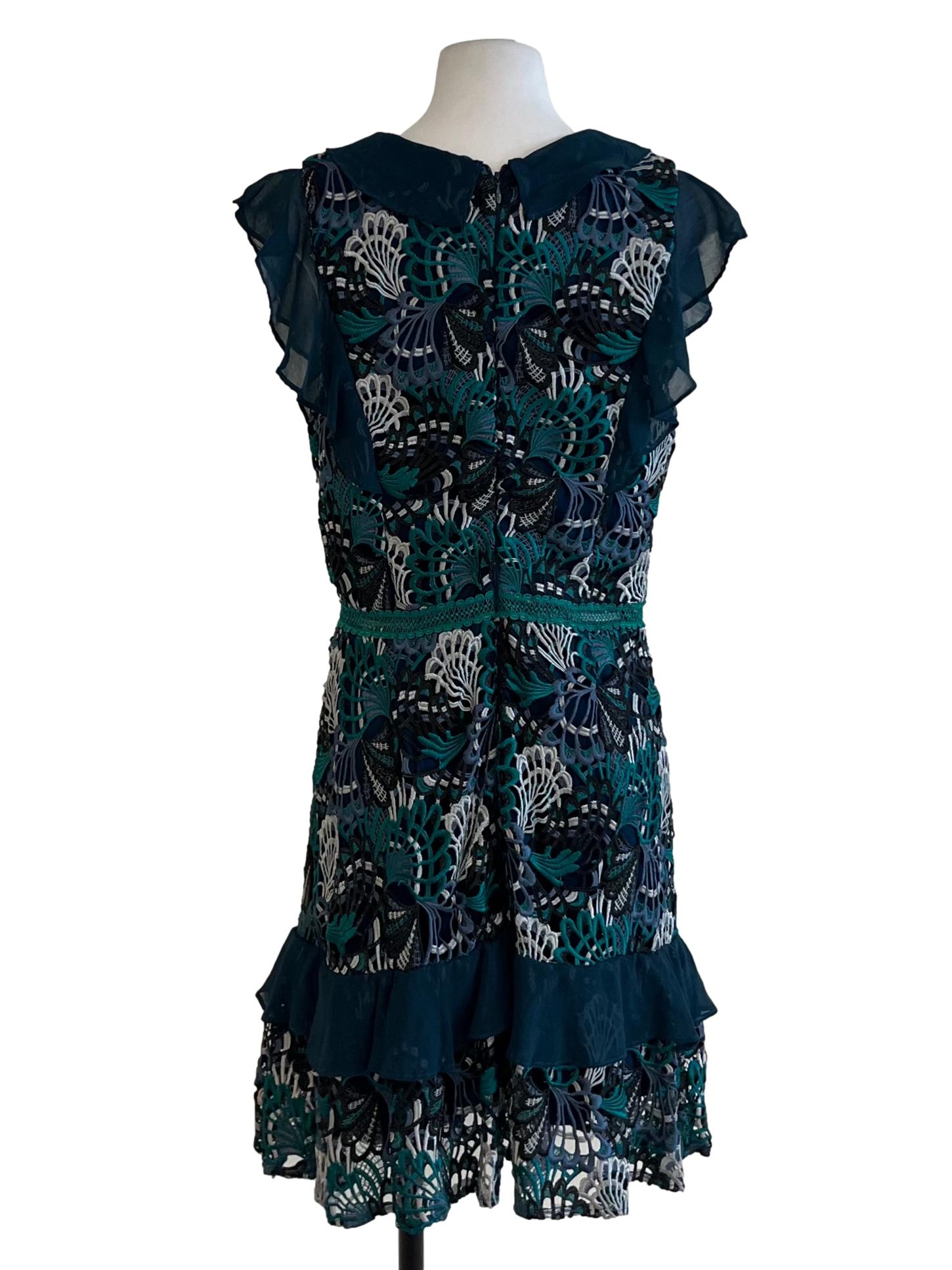 Teal Blue Lace Empire Dress