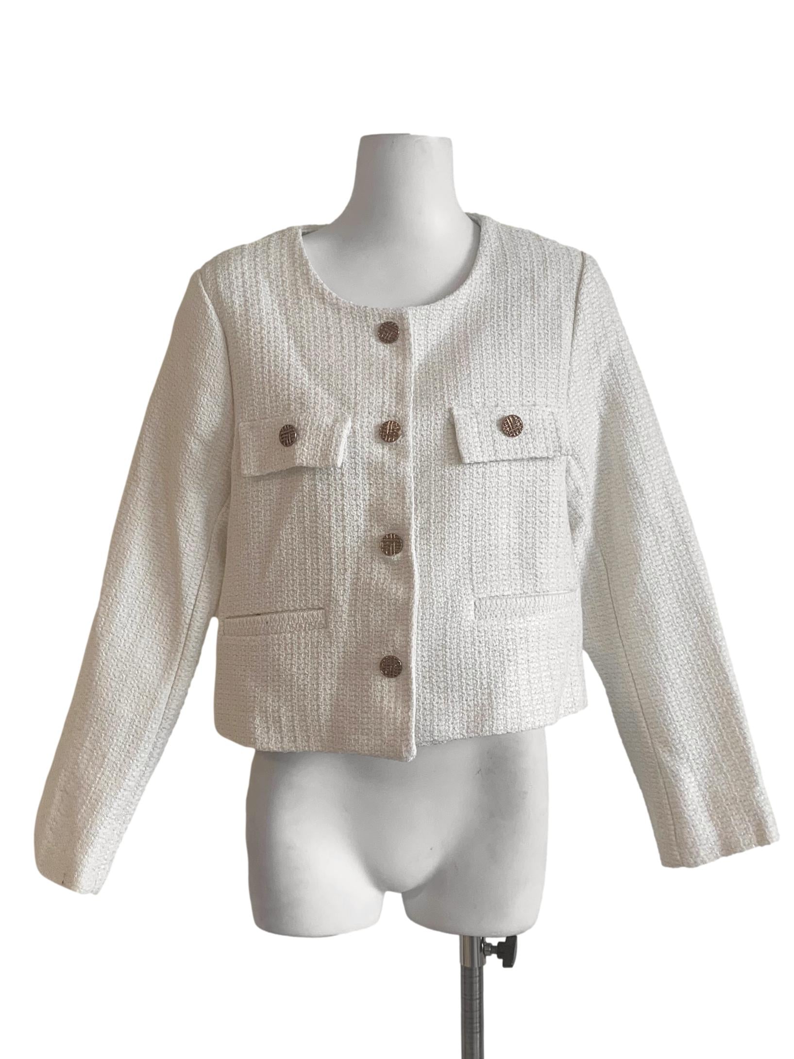 Chiffon White Tweed Blazer