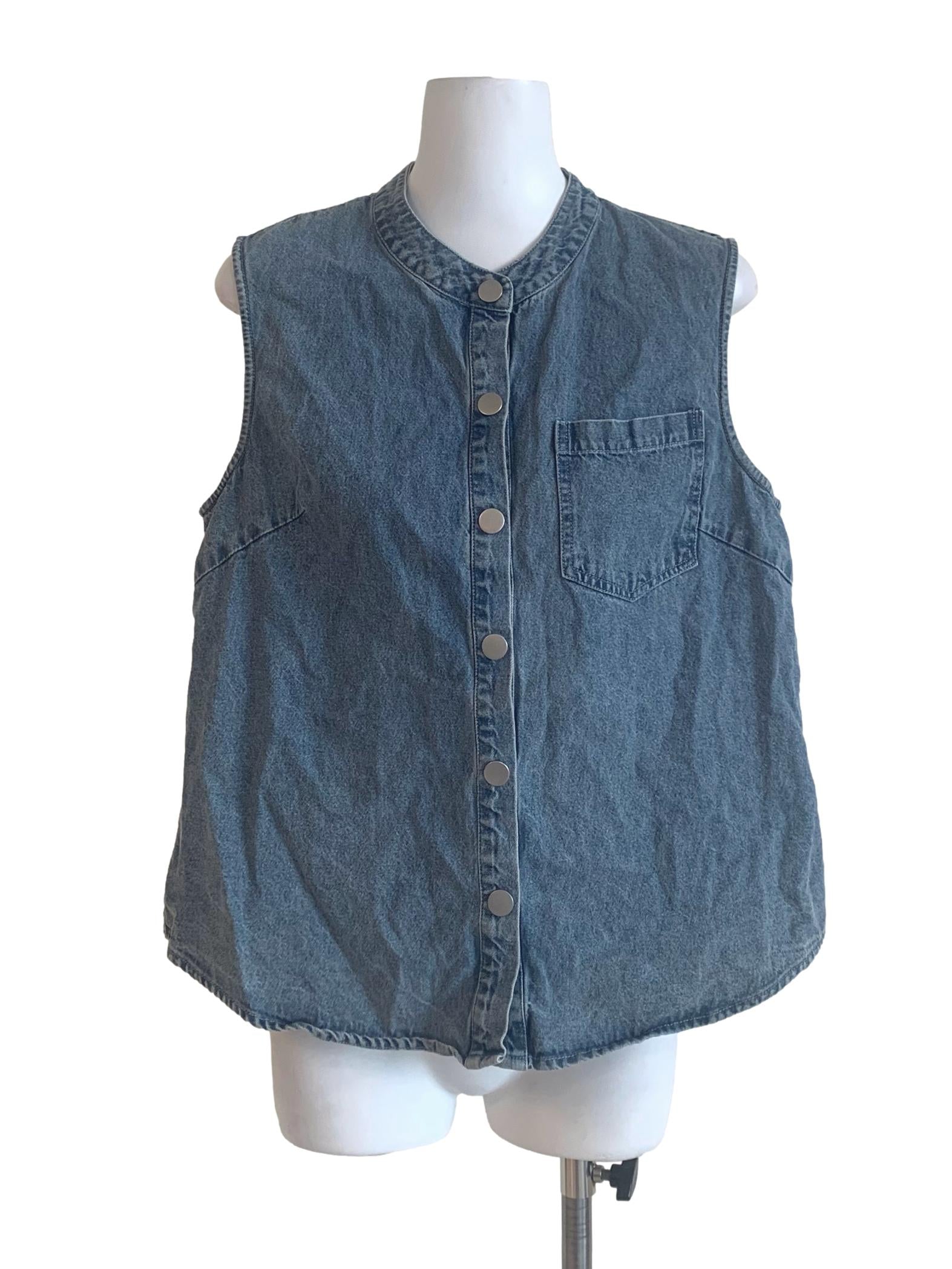 Denim Blue Round Neck Vest