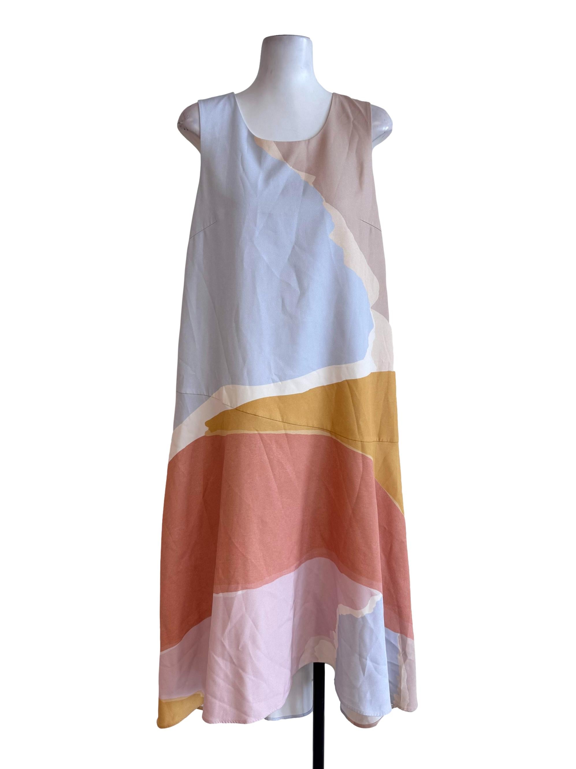 Pastel Abstract Multicolor Sleeveless A-Line Dress