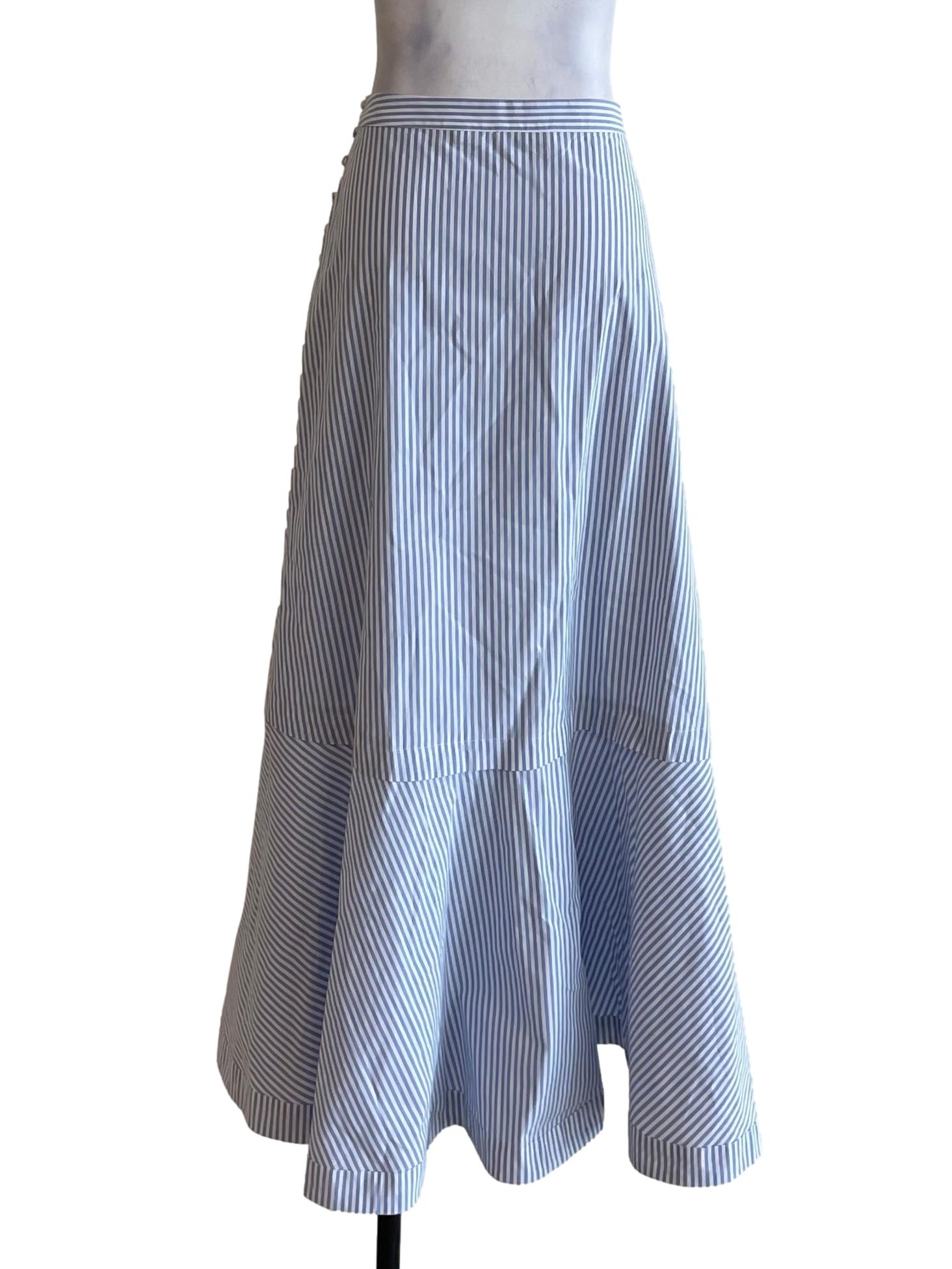 Light Blue Bengal Stripes Rhinestone Flowers Skirt