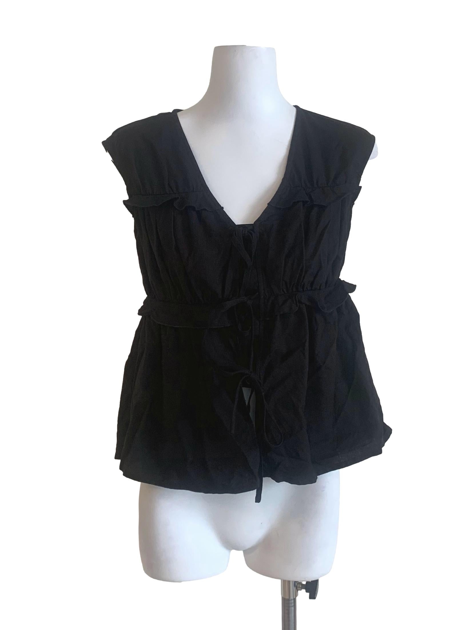 Midnight Black Deep V Neck Top