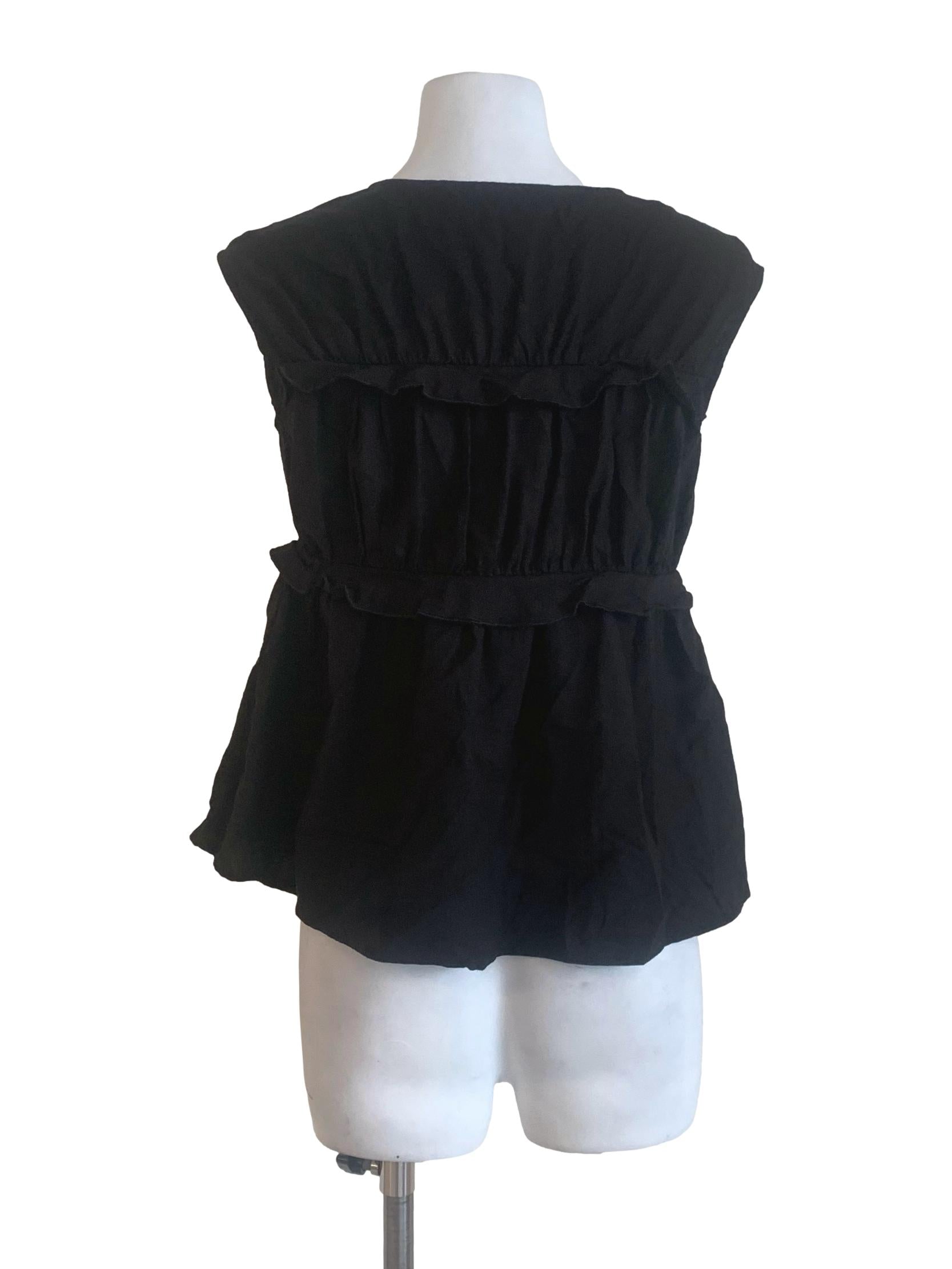 Midnight Black Deep V Neck Top