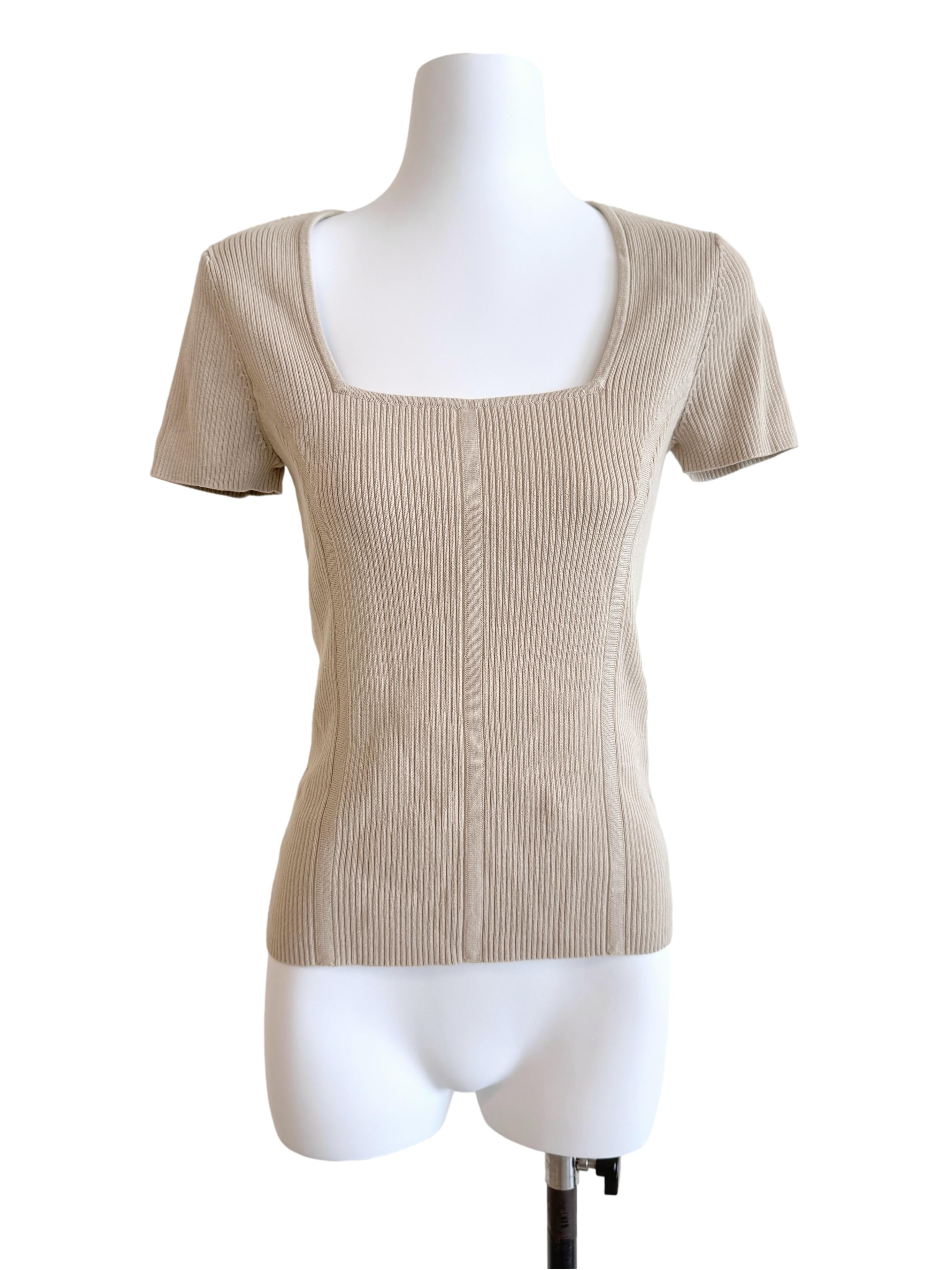 Bone Square Neck Knit Top