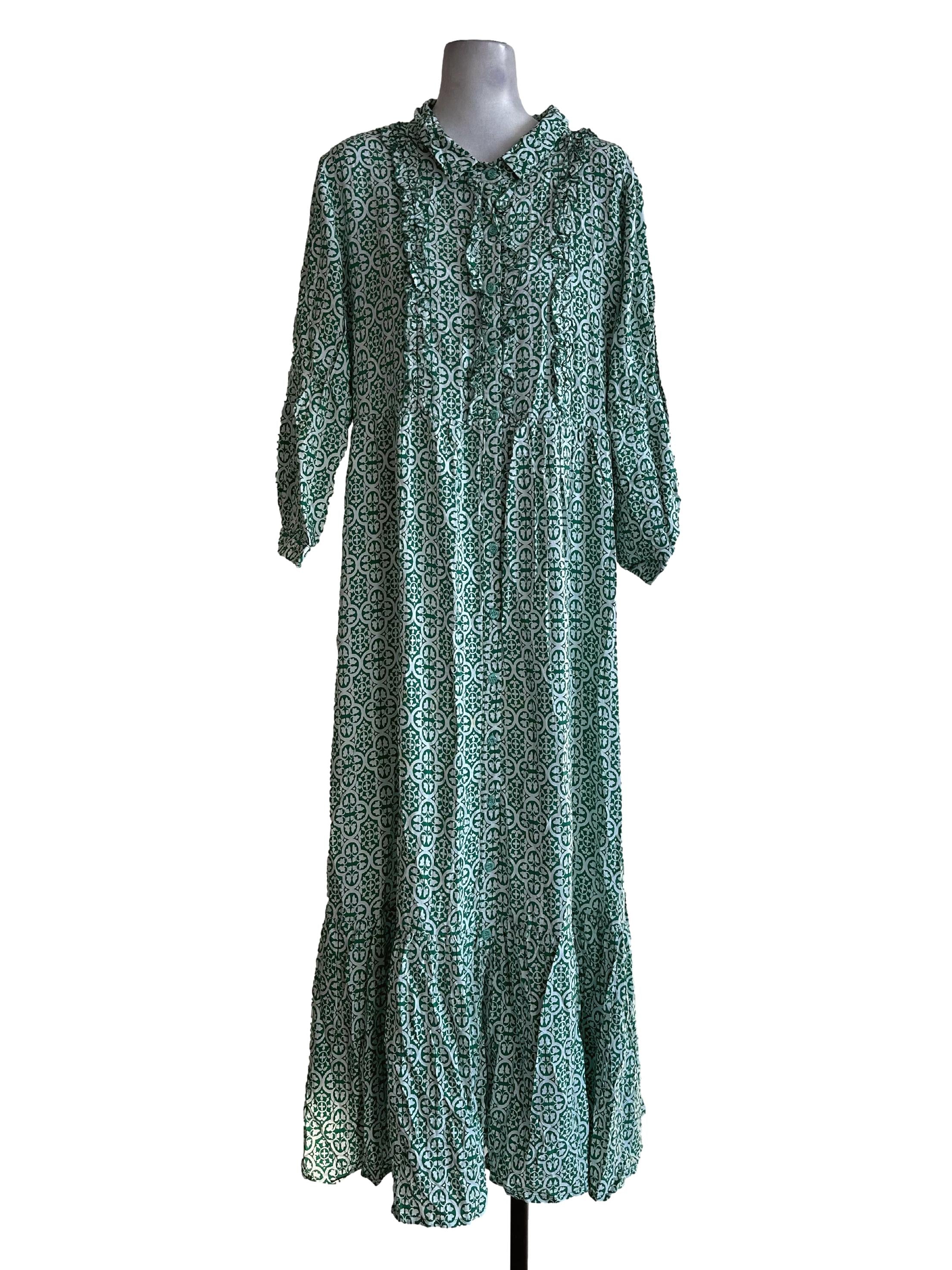 Green Abstract Clover Pattern Dress