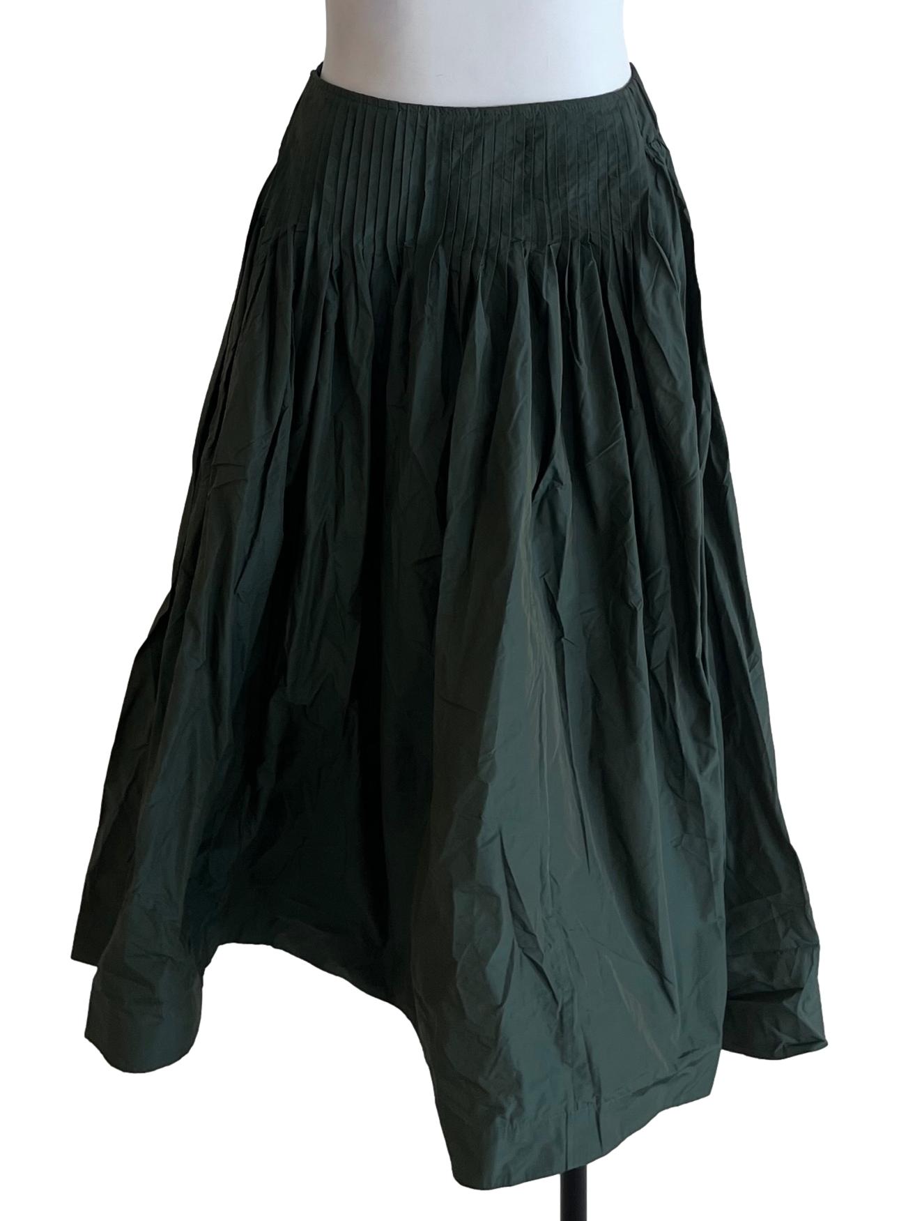 Pine Green High-Waisted A-Line Skirt